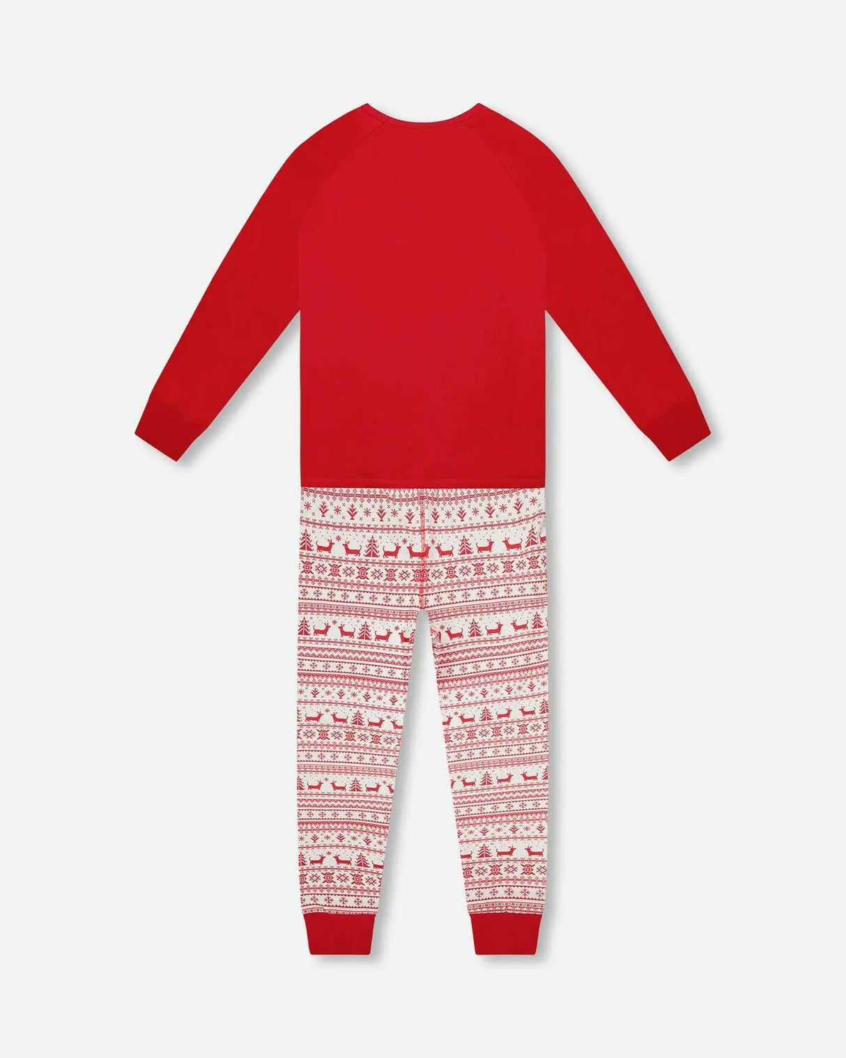 Adult Women Organic Cotton Two-Piece Pajamas Red And White Fairisle | Deux par Deux | Jenni Kidz