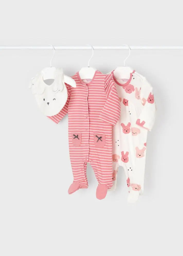 Baby Girls 2-pieces Romper And Bib Set | Mayoral | Mayoral | Jenni Kidz