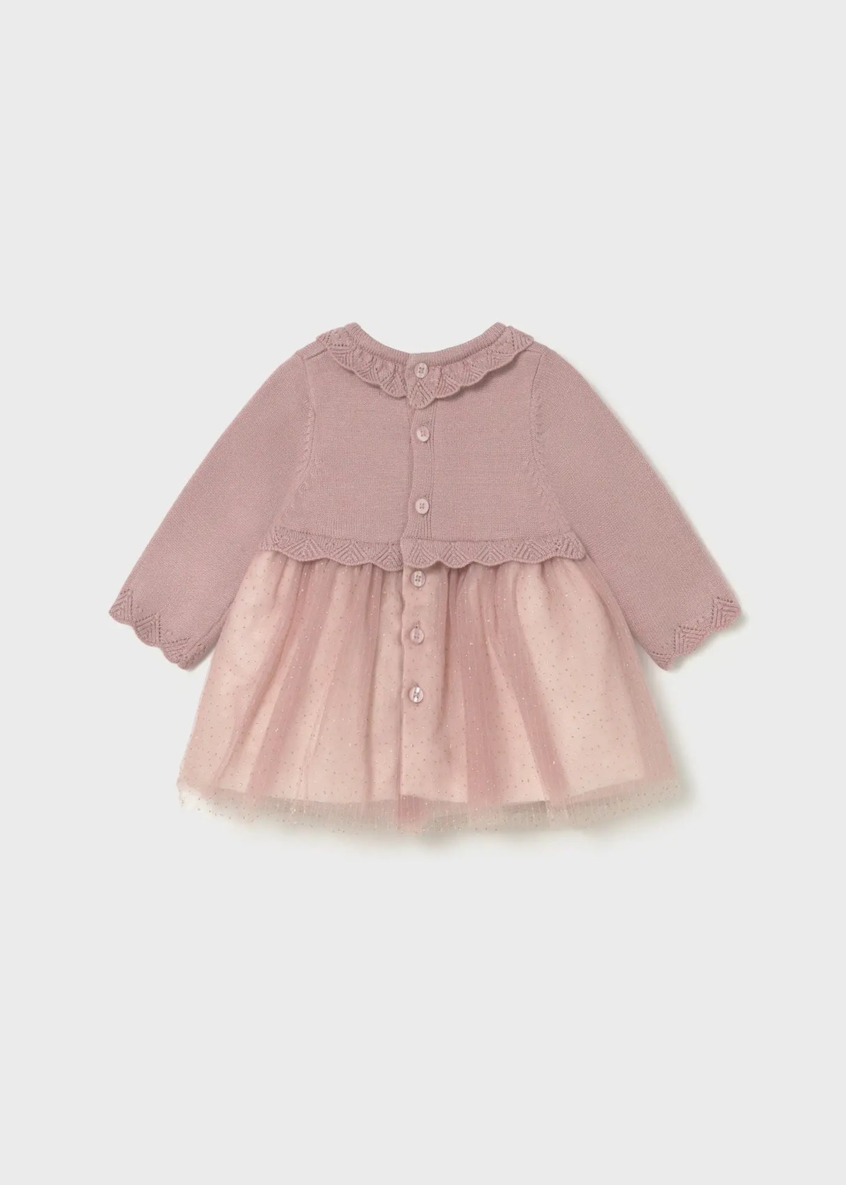Flat lay back view showing button fastening