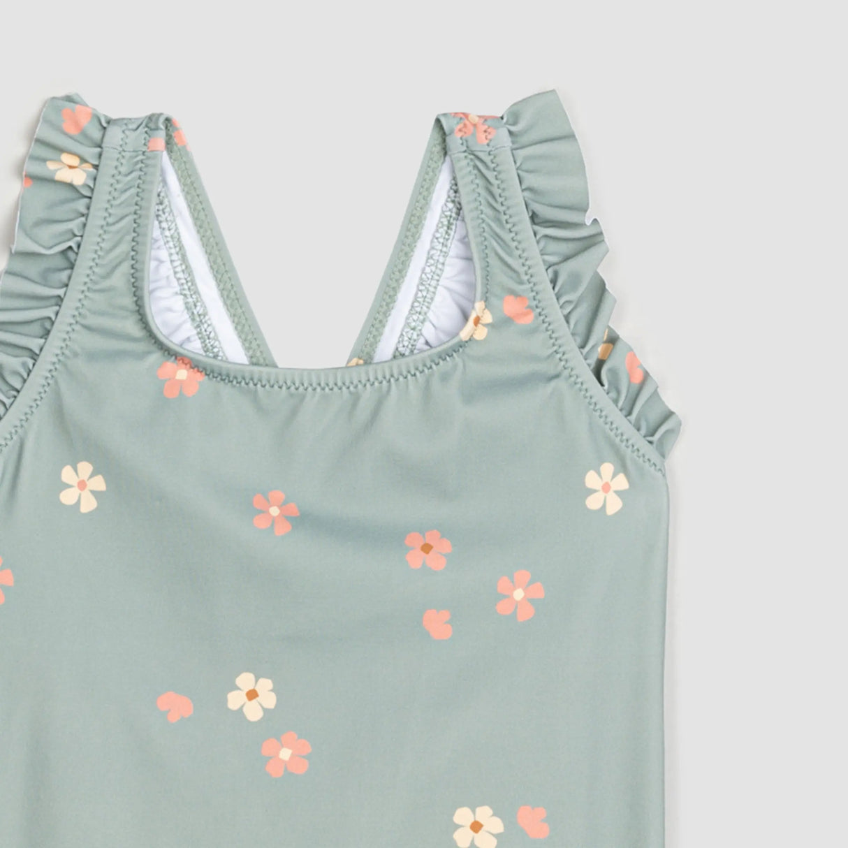 Floral Print on Dusty Green One-Piece Baby & Toddler Girls Swimsuit | Petit Lem | Miles The Label | Jenni Kidz