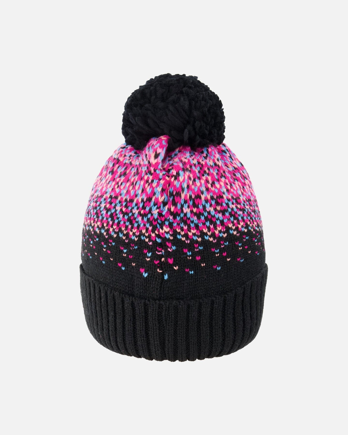 Lined Knit Pompom Hat Black And Pink-2