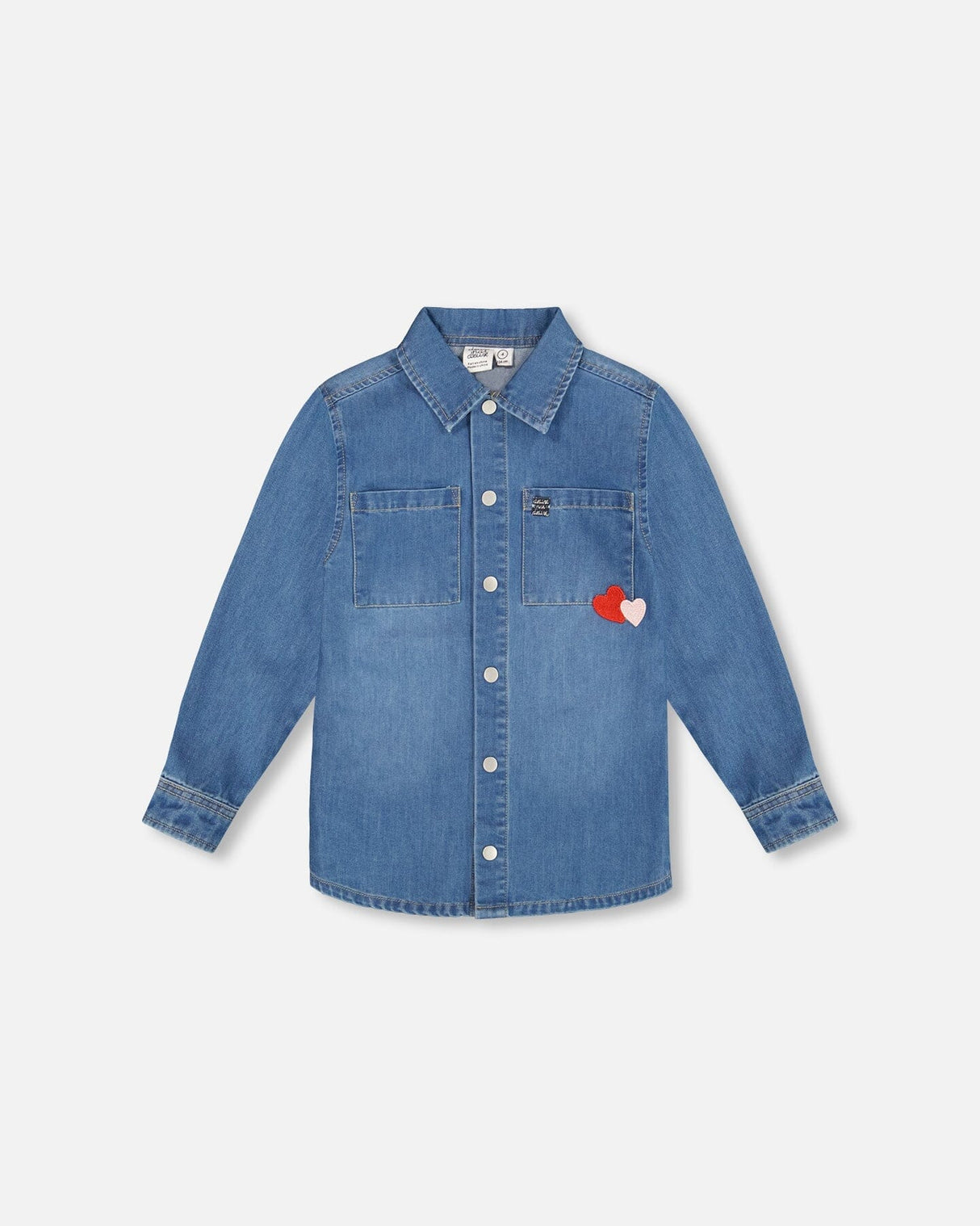 Denim Shirt Light Blue With Patch Pockets And Apple Patch-0