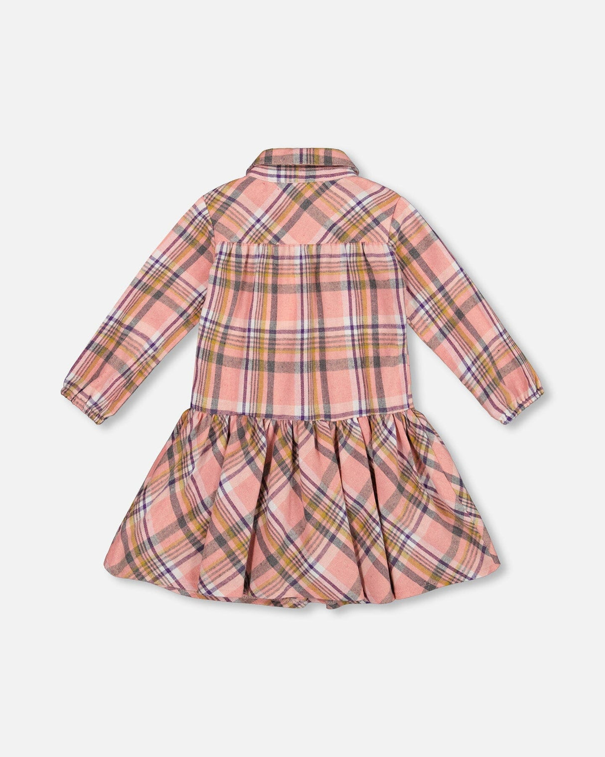Shirt Plaid Dress With Frill Pink, Yellow And Gray-2