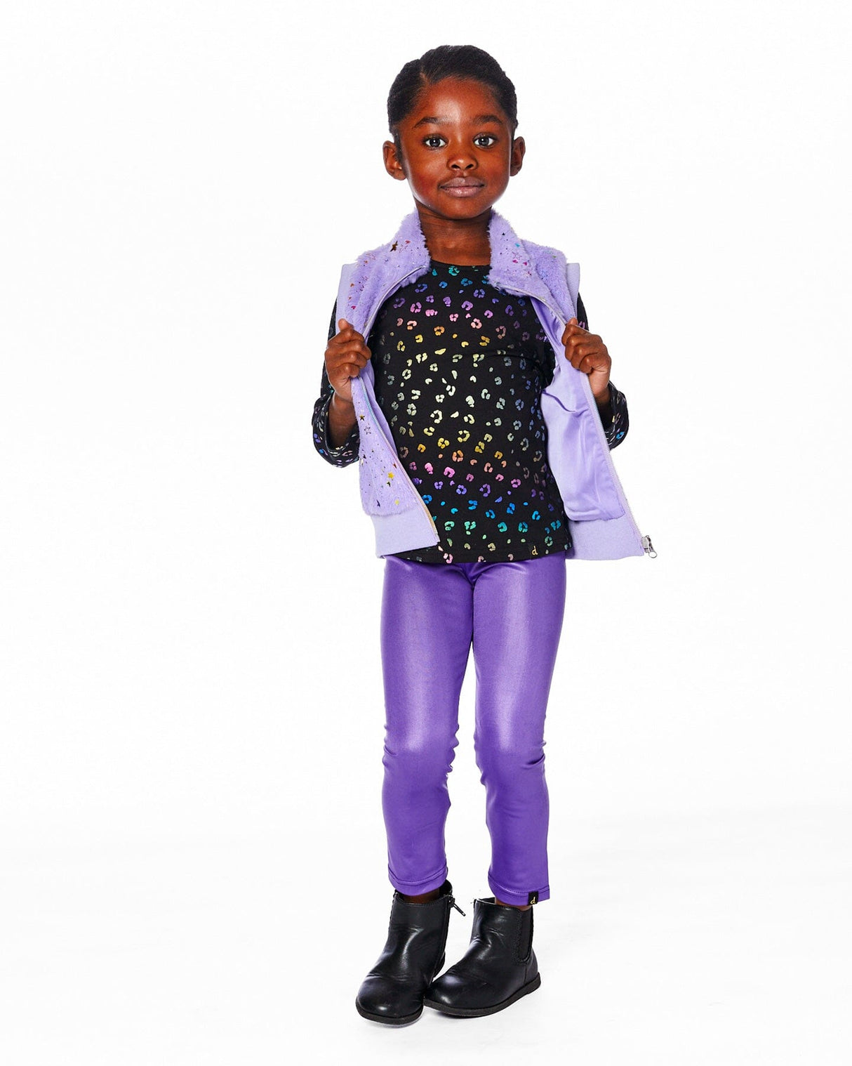 Stretch Jersey T-Shirt Multicolor Leopard Print-1