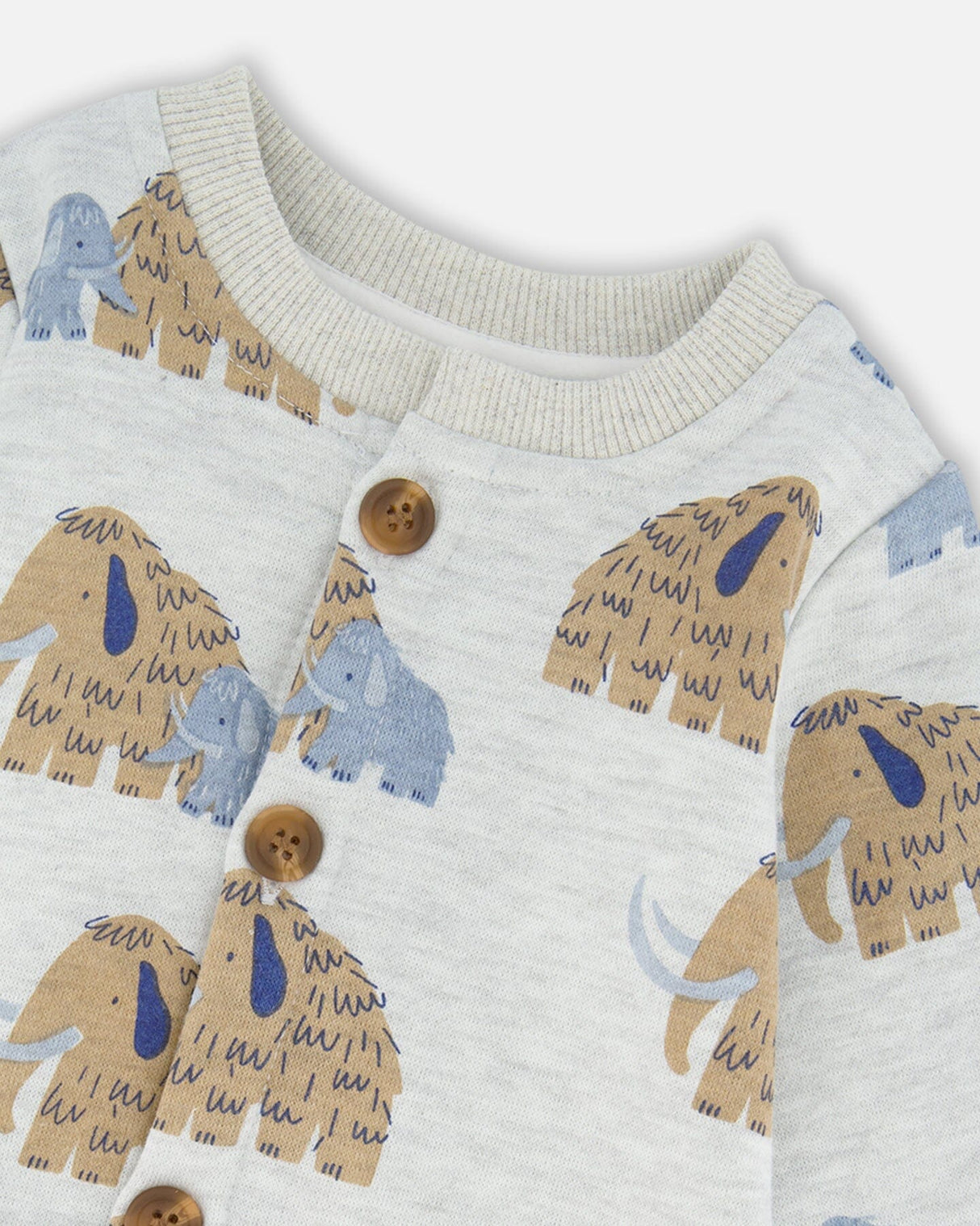 One-Piece Fleece Romper Beige Mammoth Print-2