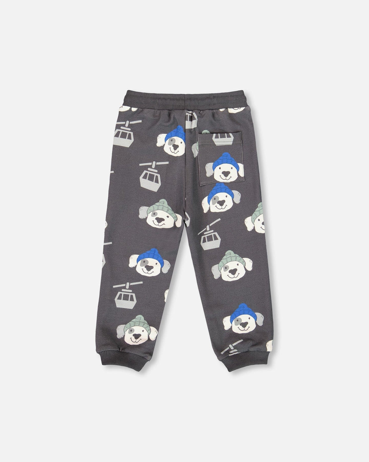 Fleece Sweatpants Gray Dog Print-2