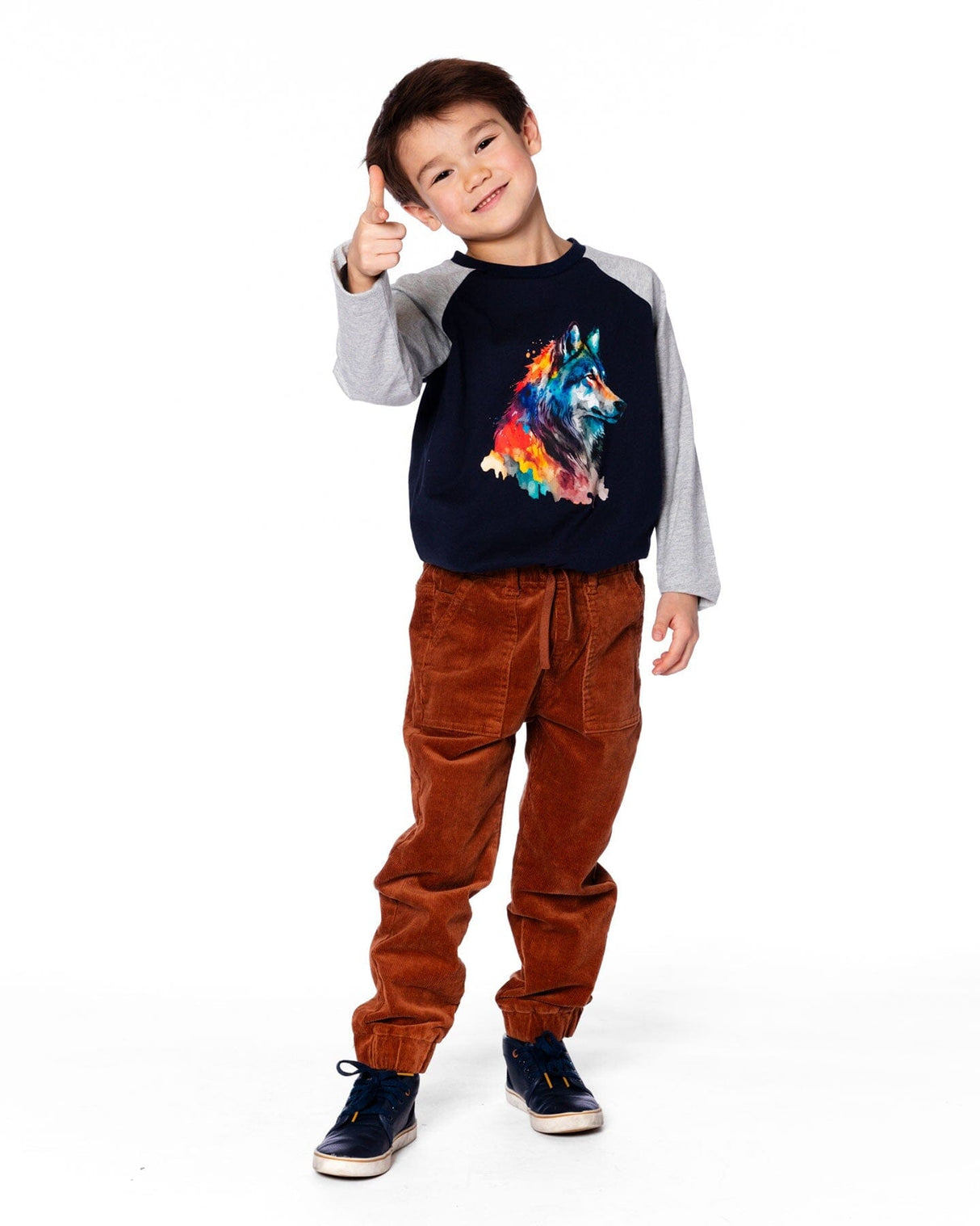 Long Raglan Sleeve Jersey Tee Navy Blue-2