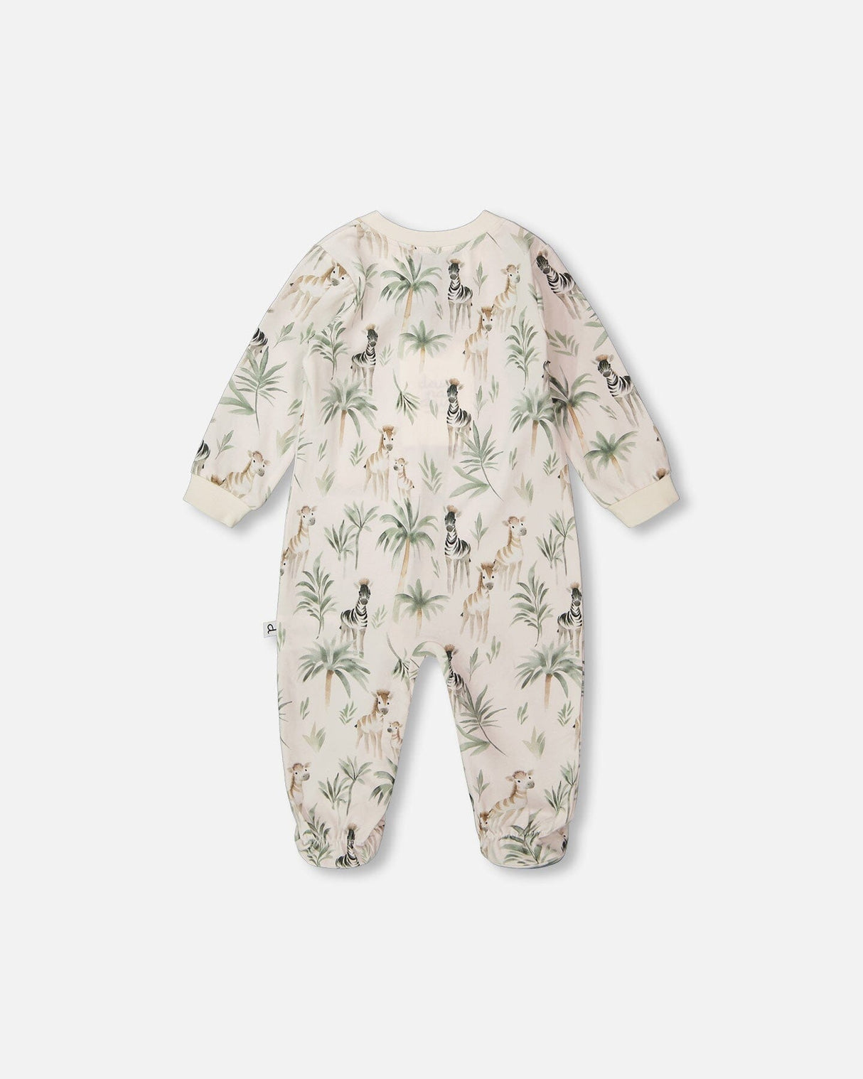 Organic Cotton Jersey One-Piece Pyjama Beige Zebra Print-2