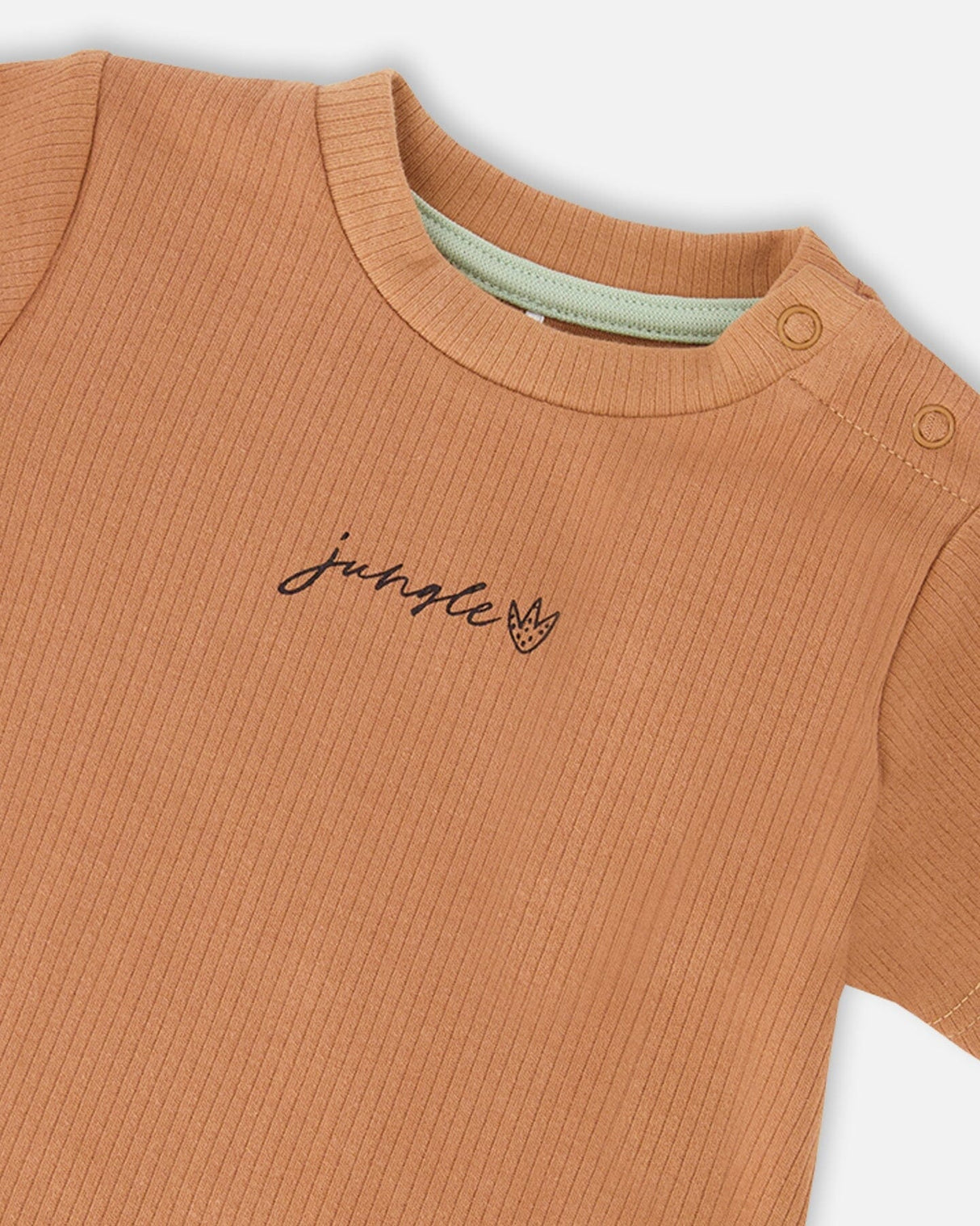 Cotton Rib Jersey T-Shirt And Organic Cotton Jersey Short Set Caramel And Beige Zebra Print-3