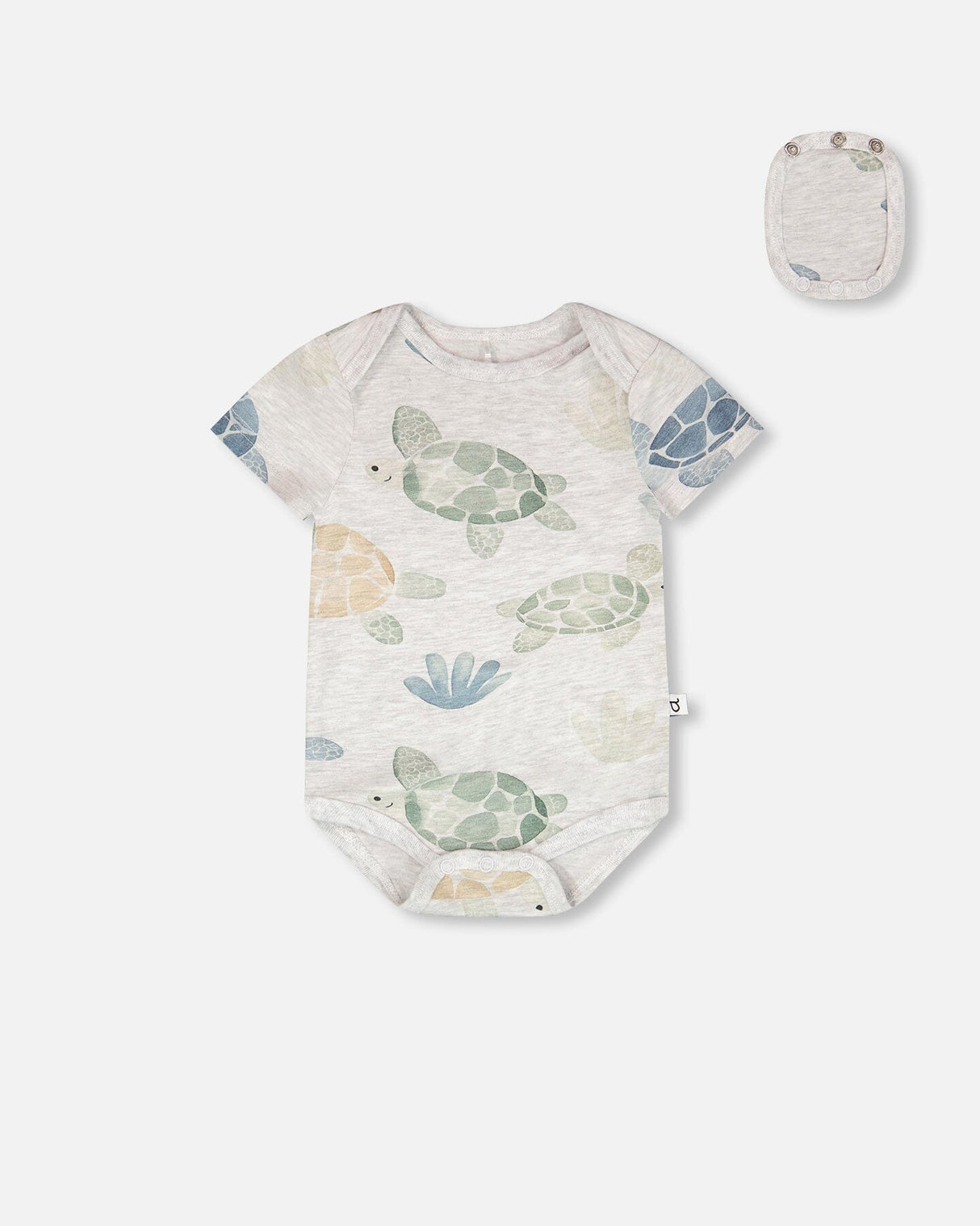 3 Pack Evolutive Organic Cotton Jersey Onesies Grey Mix Turtle Print-2
