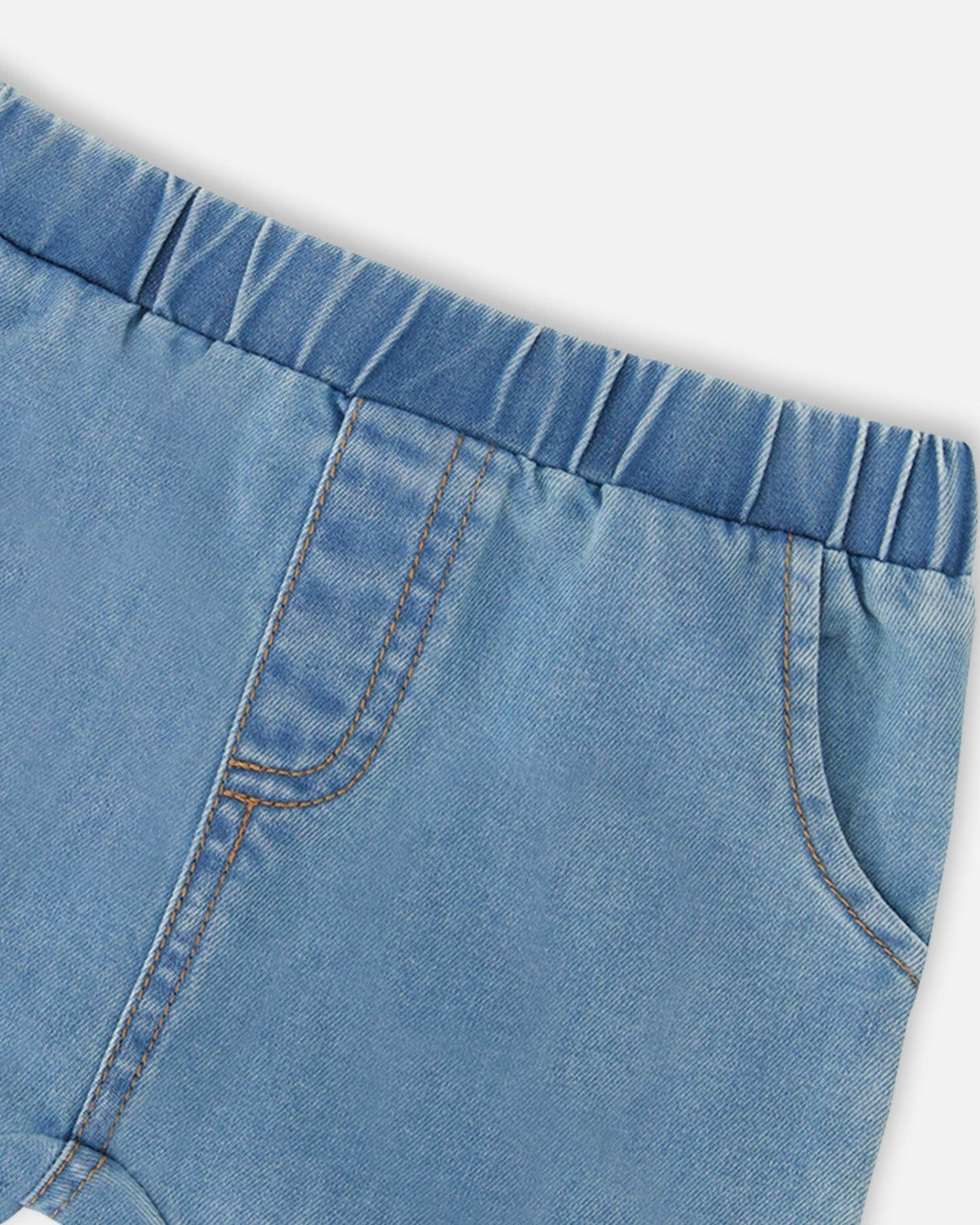 Light Blue Chambray Top And Short Set-4