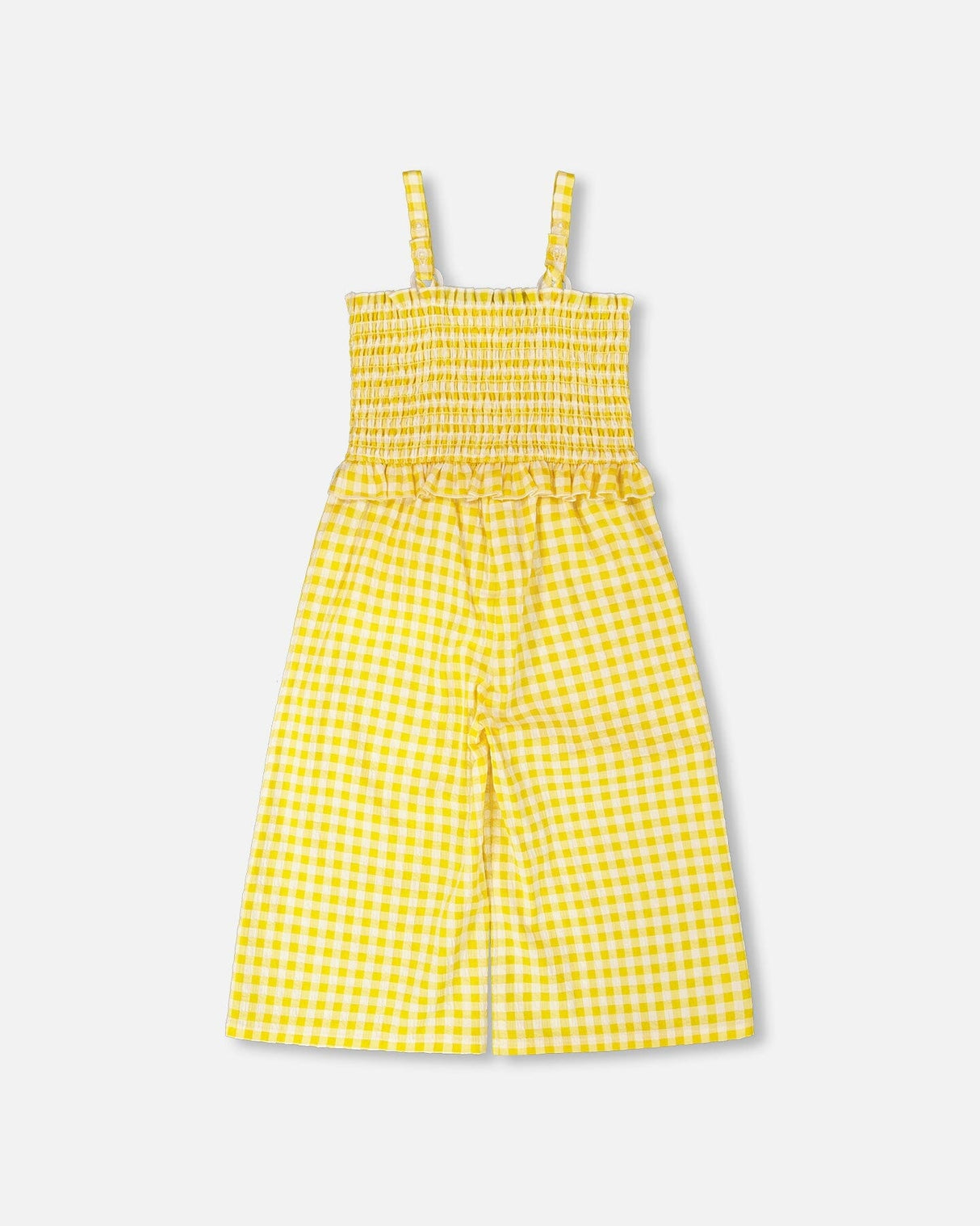 Capri Jumpsuit With Smocking Yellow Gingham-3