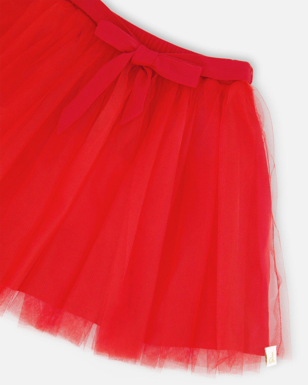 Mesh And Eyelet Skirt Red-3