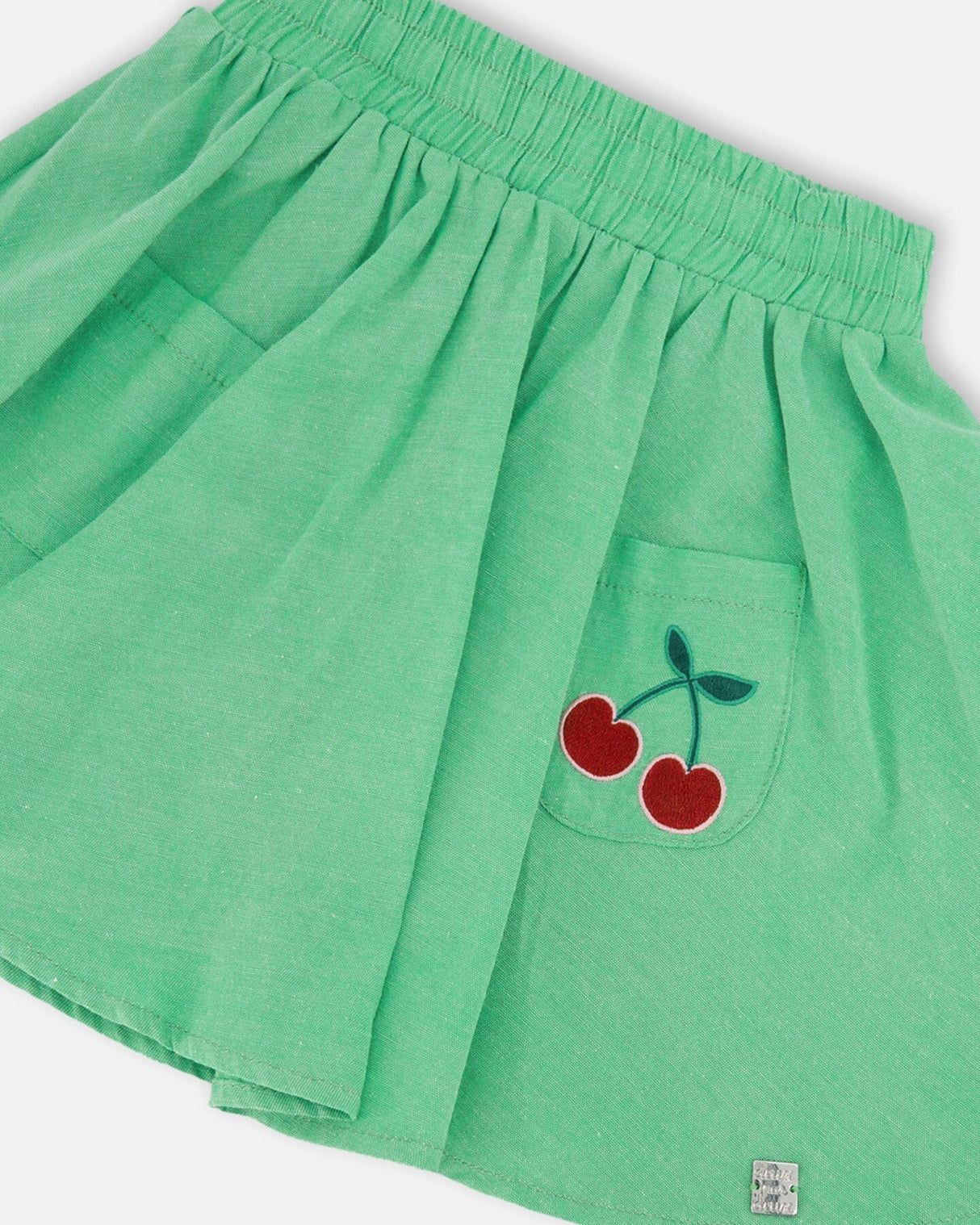 Organic Cotton Skort With Embroidery Green-3