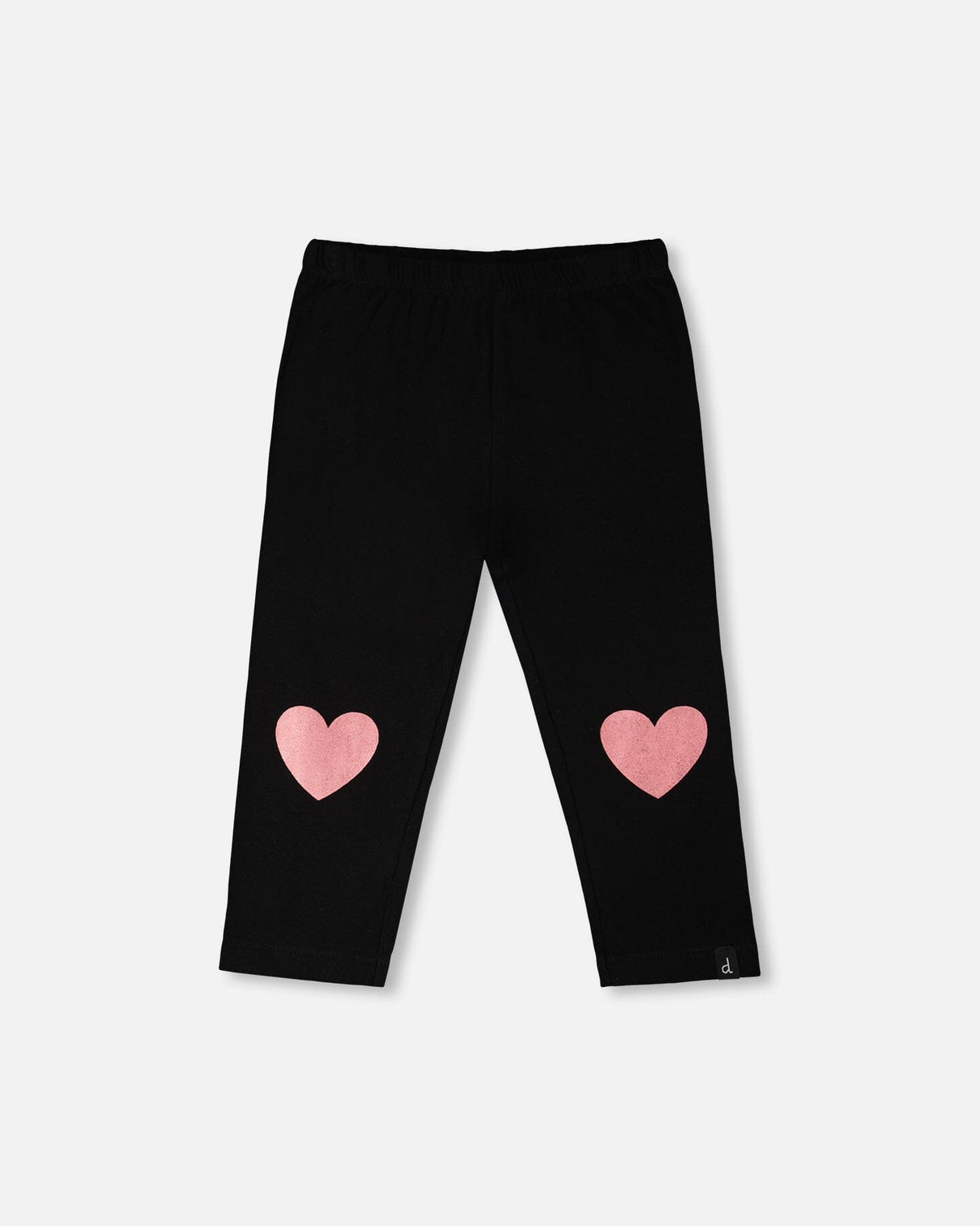 Organic Cotton Jersey Capri Black With Knee Foil Heart Print-0