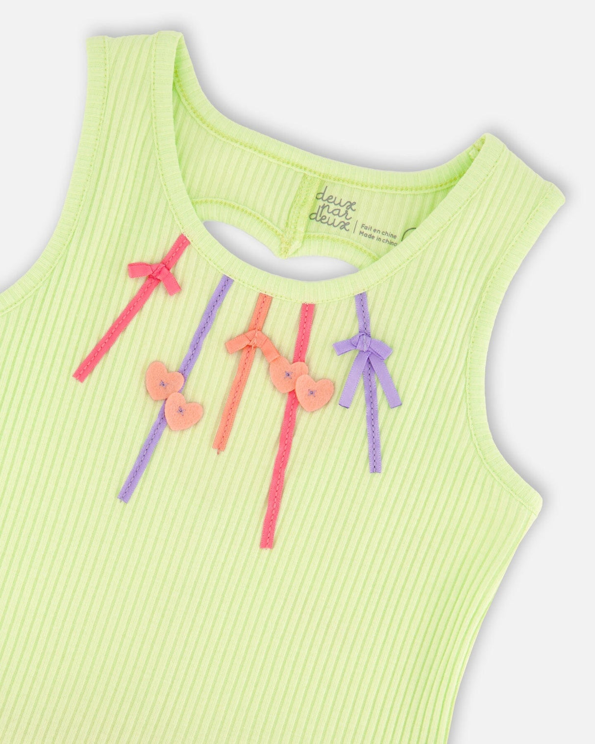 Sleeveless Bi-Material Dress Lime Green-3