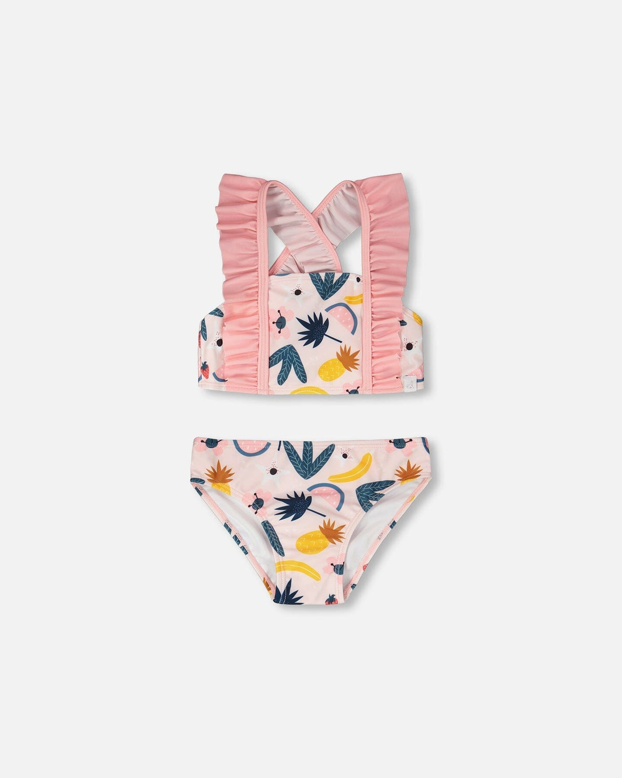 Two-Piece Swimsuit Pink Printed Fruits-0
