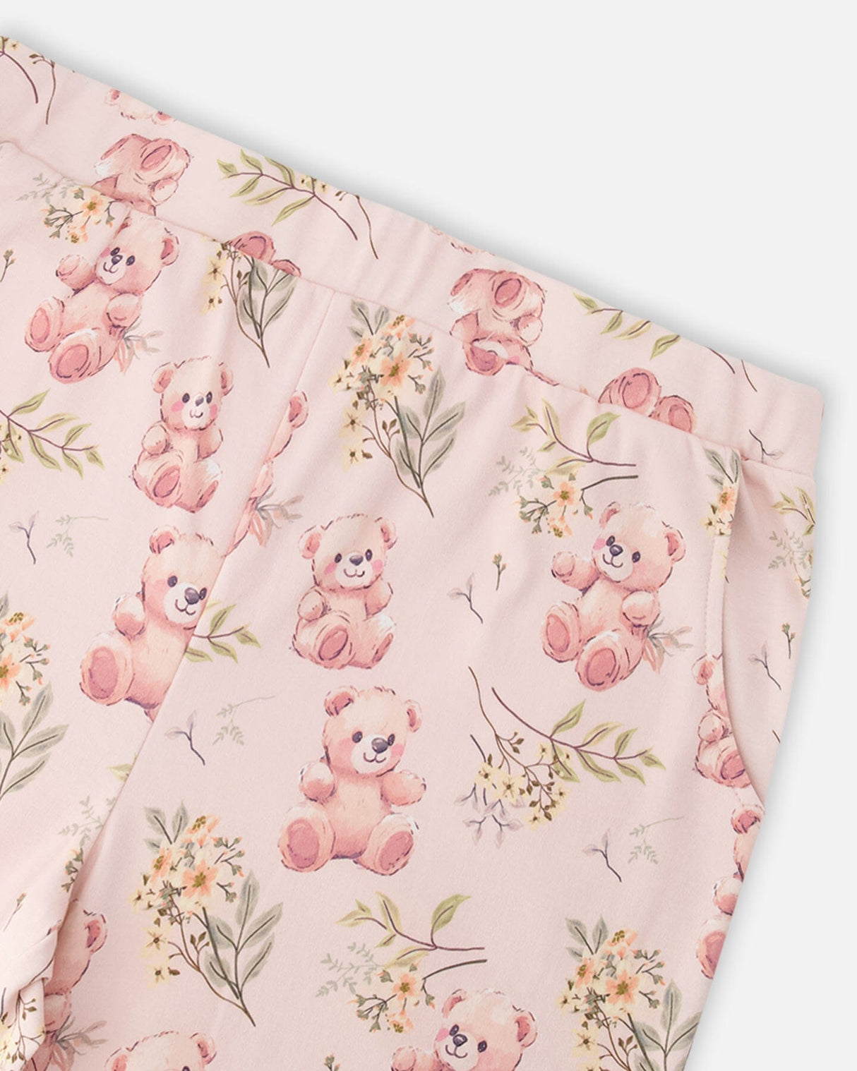 Organic Cotton Women Two-Piece Pyjama Set Pale Pink Bear Print-3