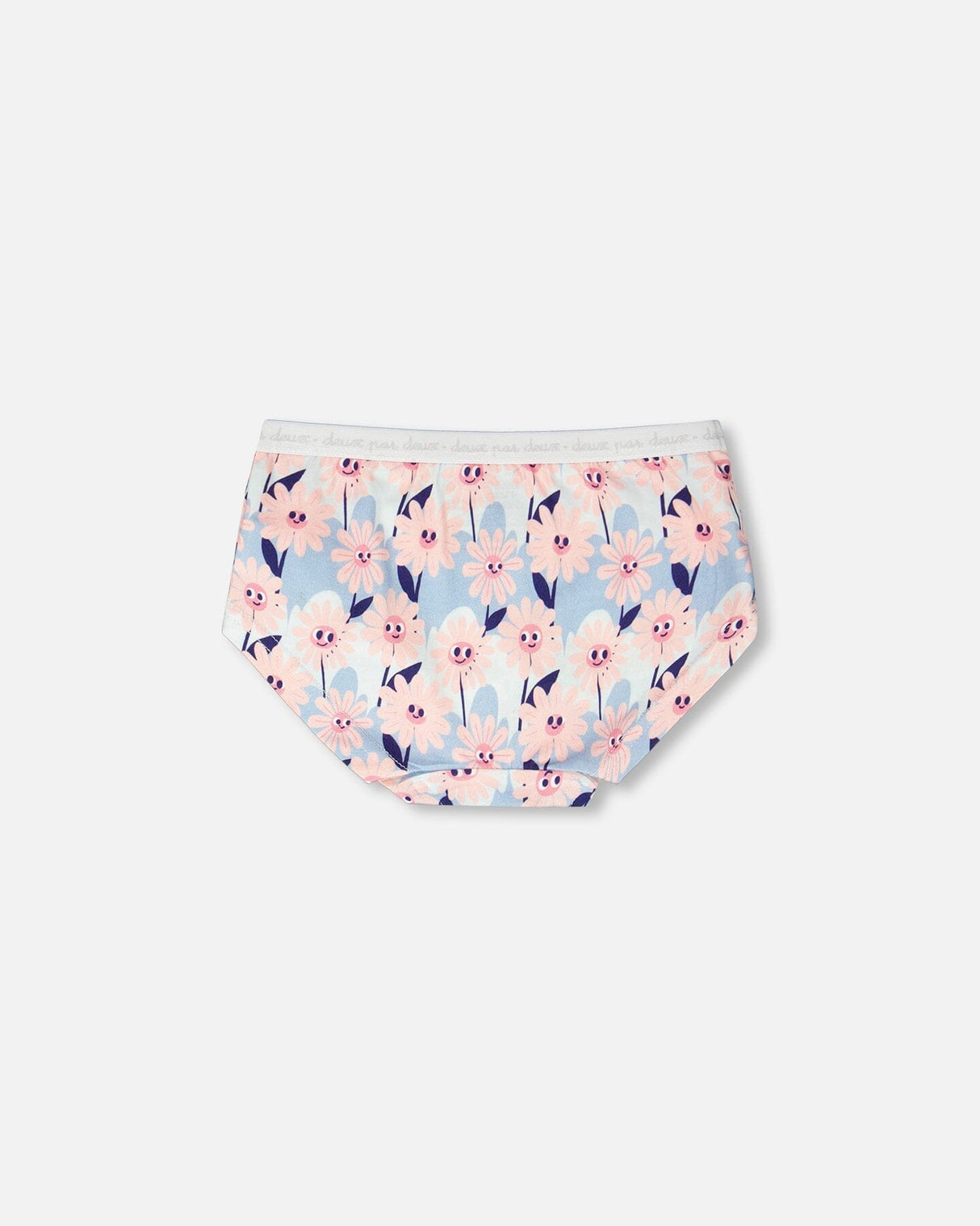 Organic Cotton Boyshort Panty Blue Smiling Flower Print-1