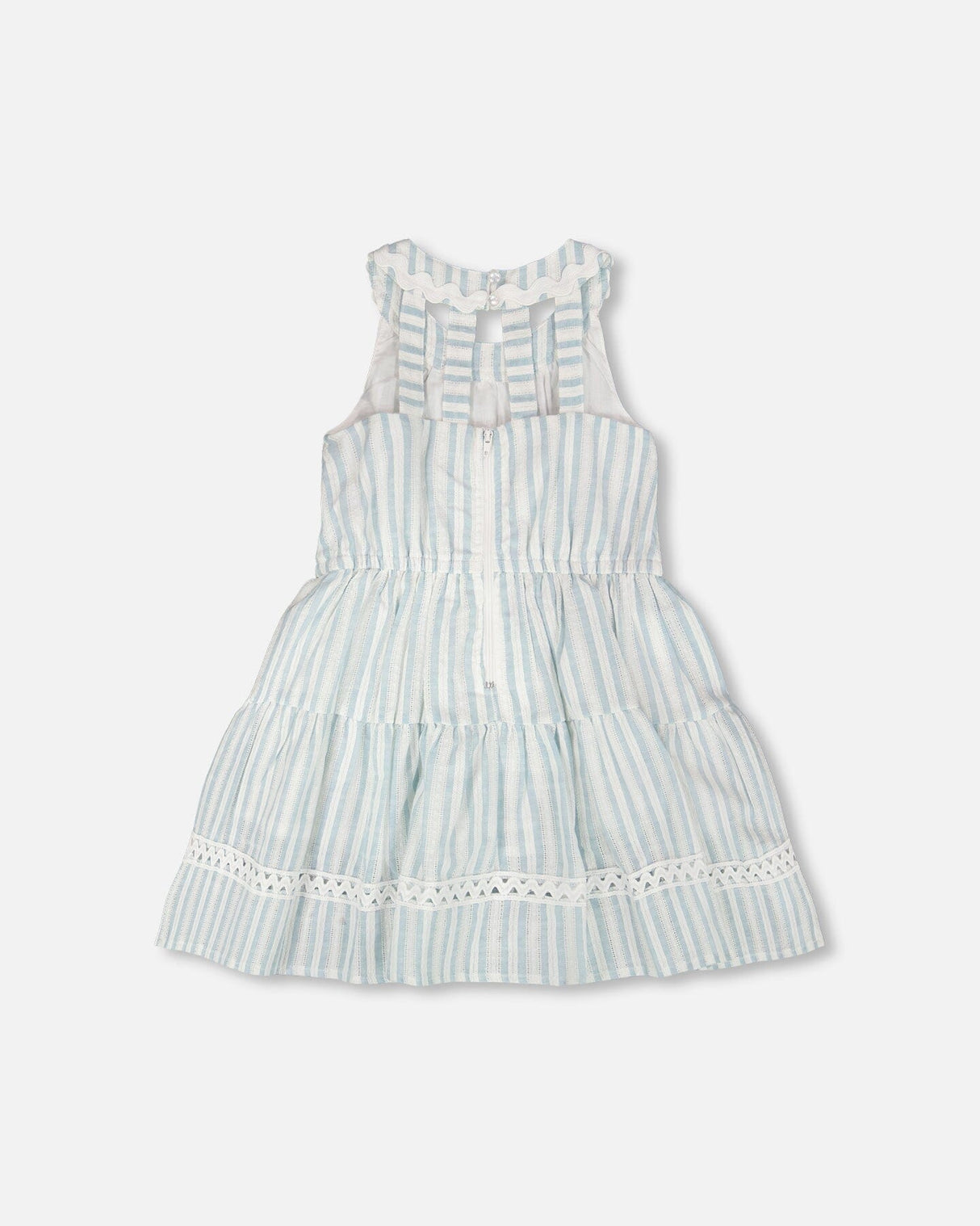 Multi-Tiered Dress White And Blue Stripes-2