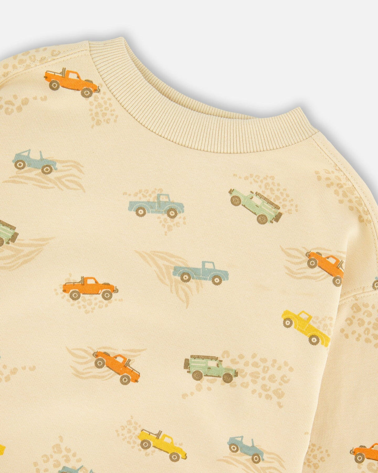 French Terry Sweatshirt Beige Jeep Print-4