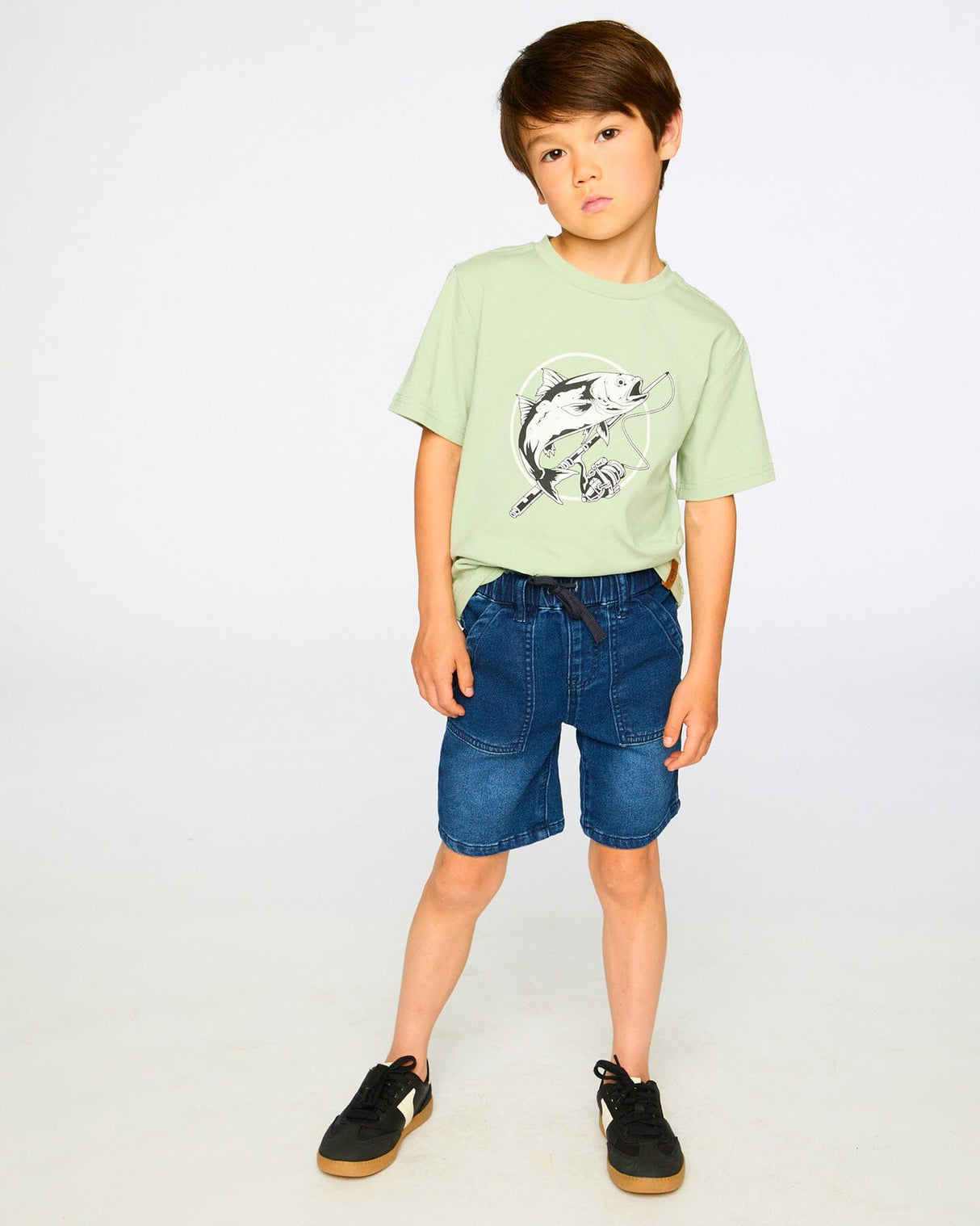 Organic Cotton Jersey T-Shirt With Print Sage-2