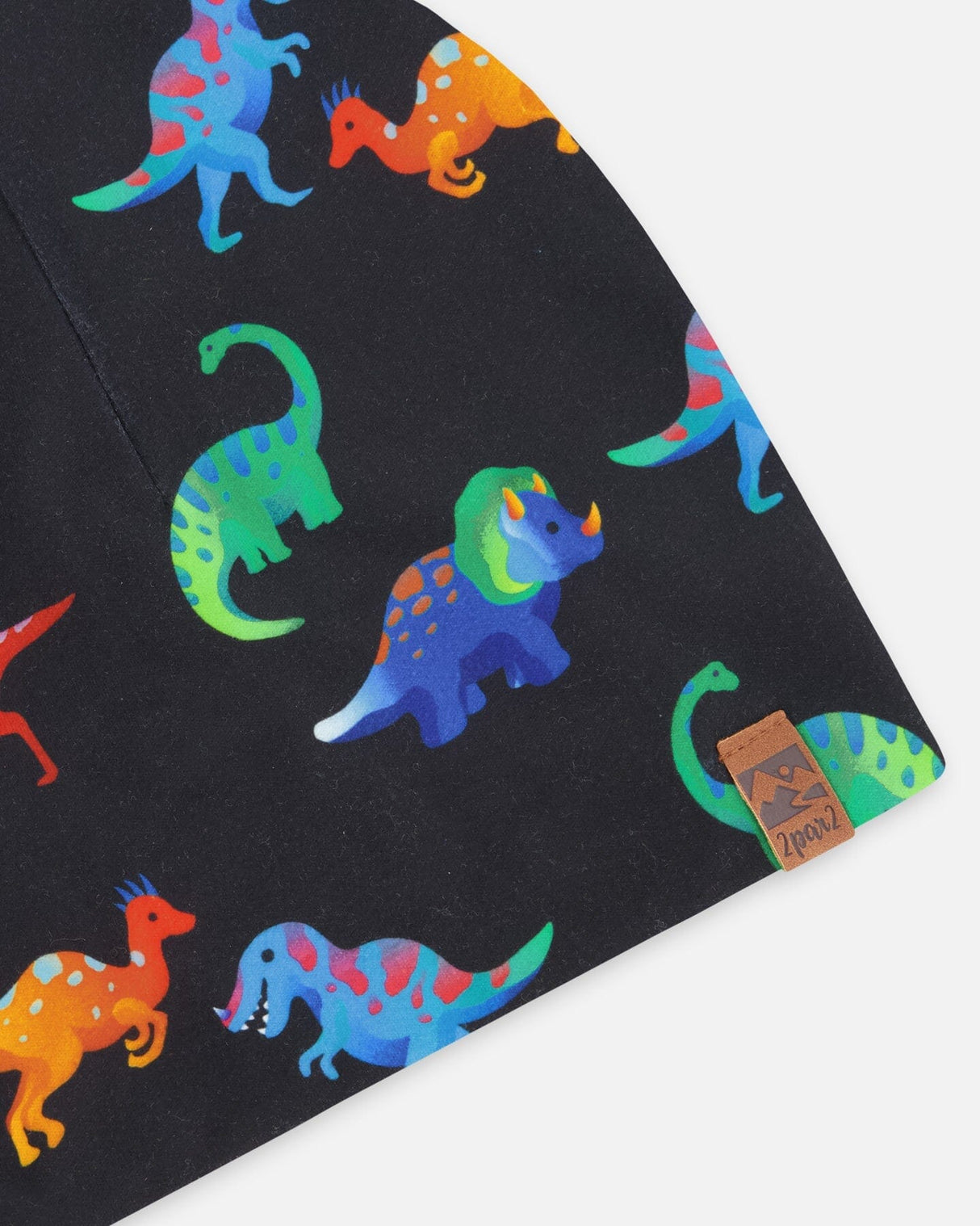 Stretch Jersey Beanie Black Dinosaur Print-4