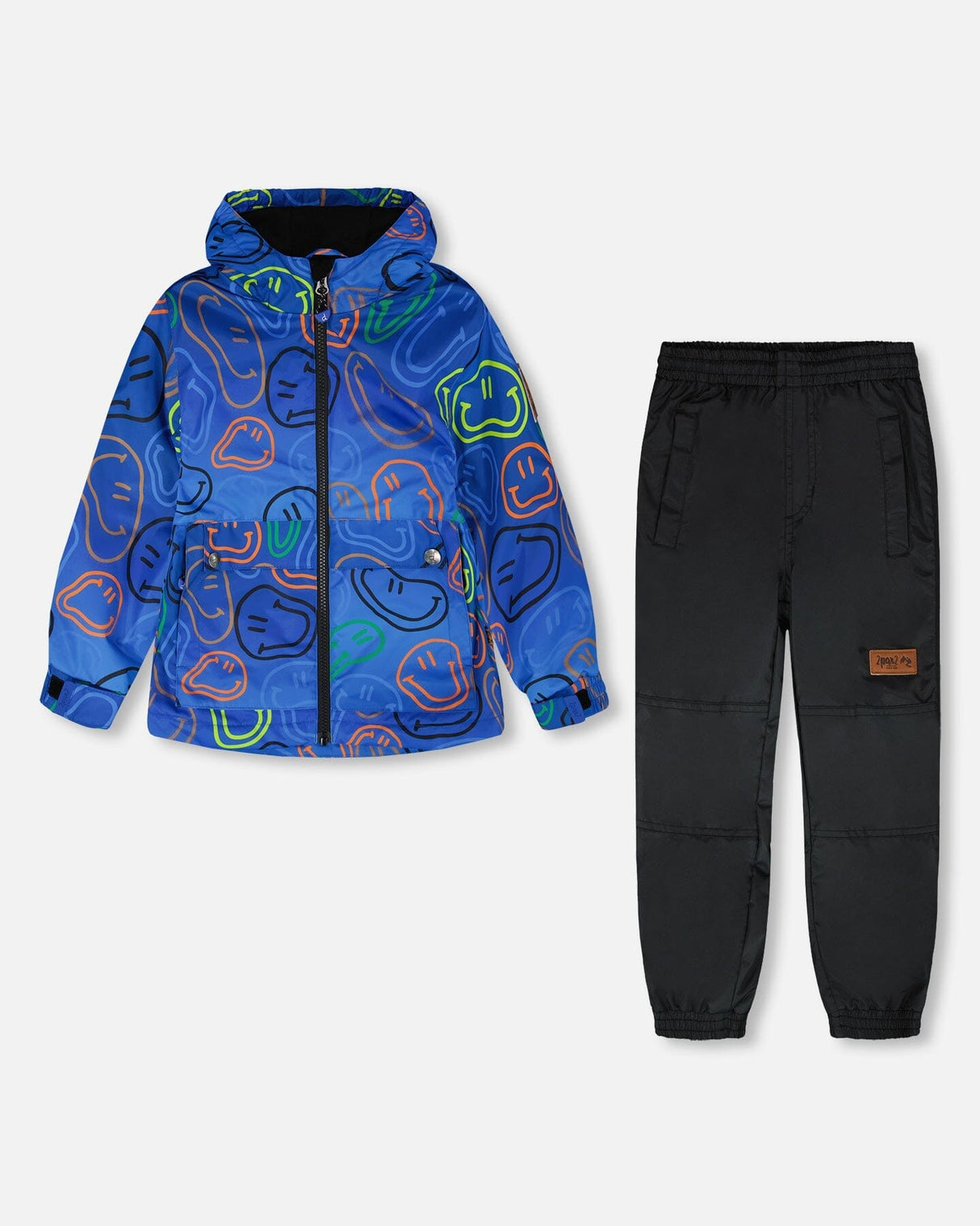 Two-Piece Mid-Season Outerwear Set Blue Printed Smileys-0