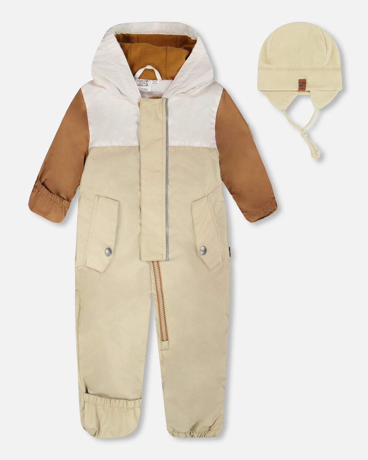 Baby Mid-Season One-Piece Outerwear With Hat Beige-0