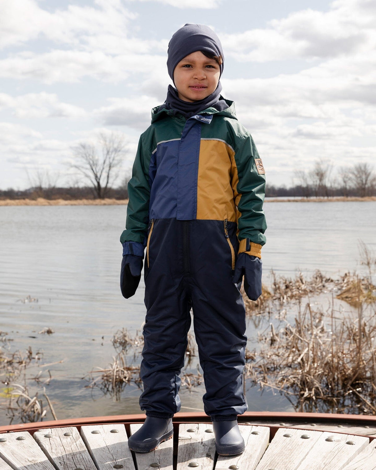 Mid-Season Mittens In Recycled Polyester Navy Blue-1