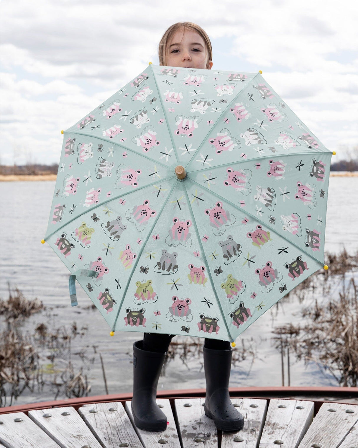 Color-Changing Umbrella Green Frog Print-1