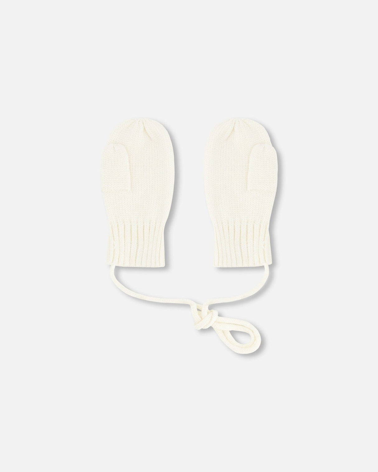 Baby Knit Mittens With Cord Off White-2
