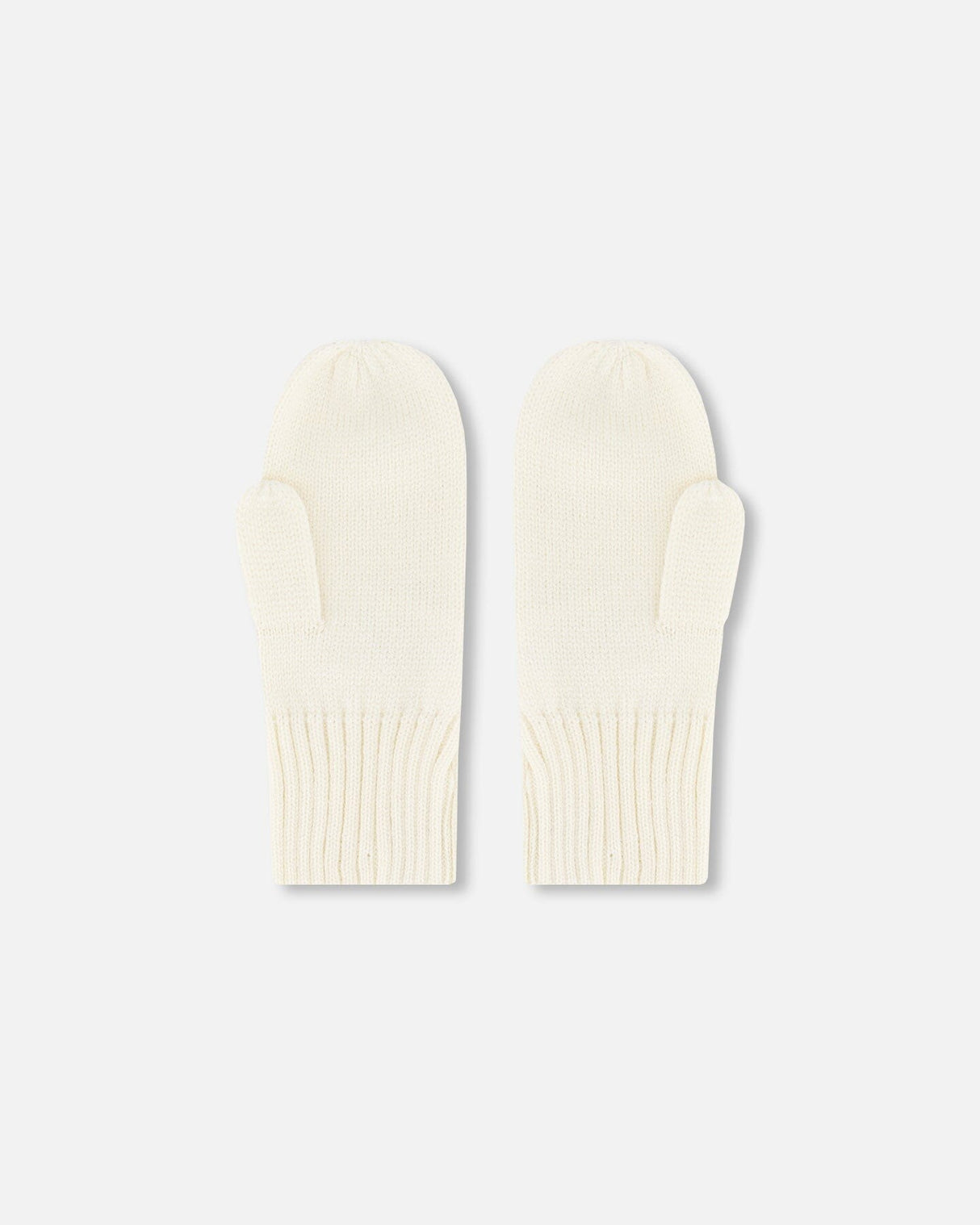 Ribbed Knit Mittens Off White-2