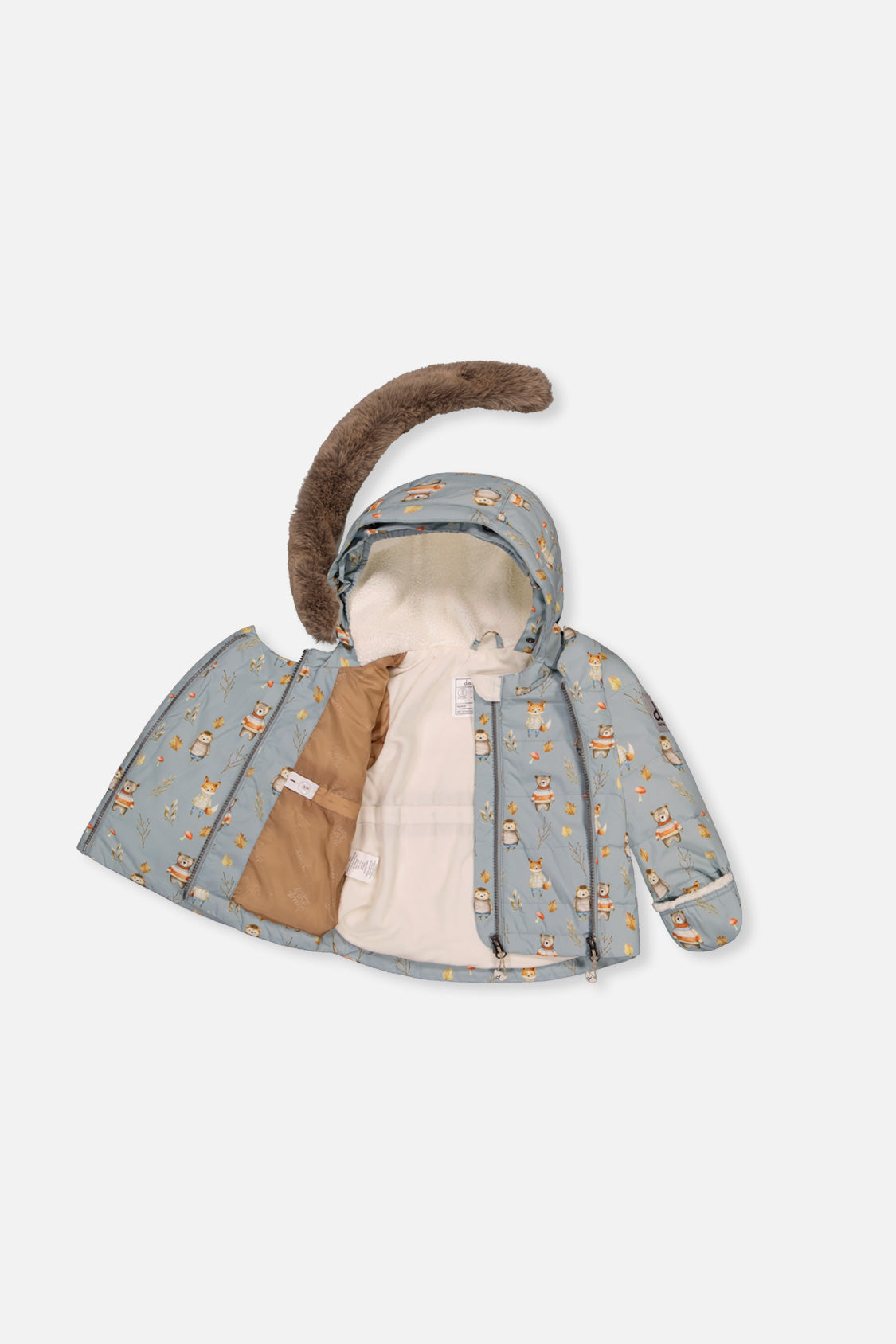 Deux par Deux baby two-piece snowsuit in Blue Animal Print — alternate product view
