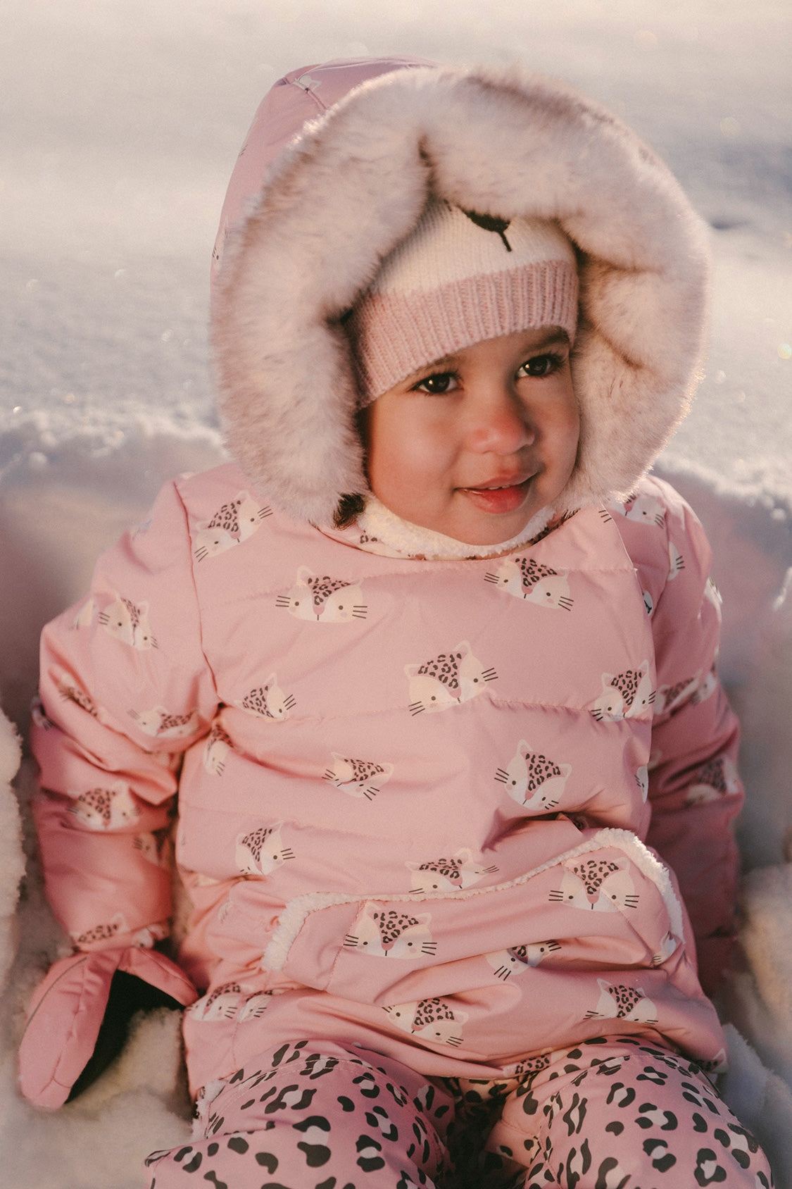 Deux par Deux baby girl 5K waterproof rose leopard snowsuit with bib pants