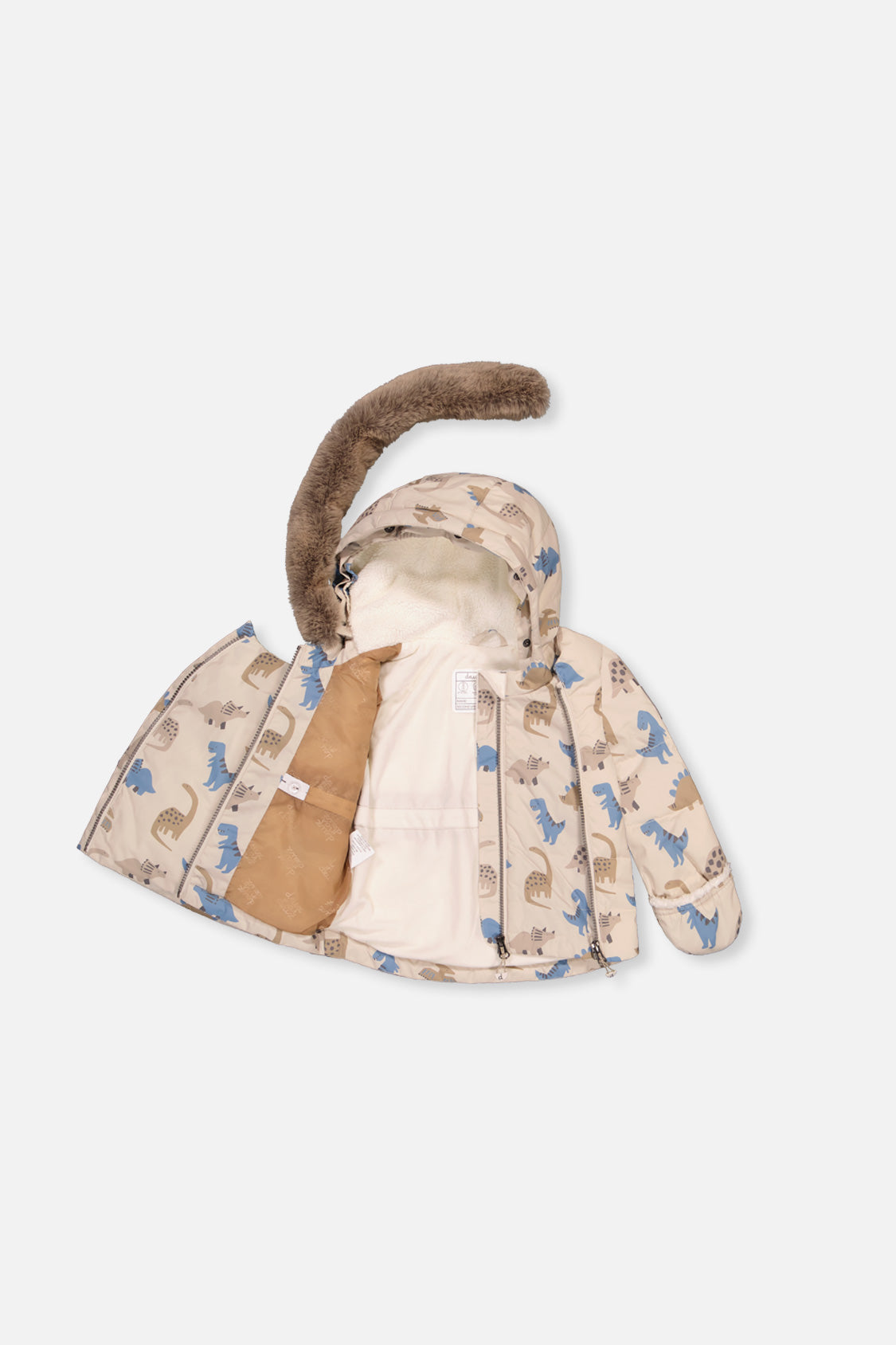 Deux par Deux baby two-piece snowsuit in Blue Dinosaur Print — alternate product view