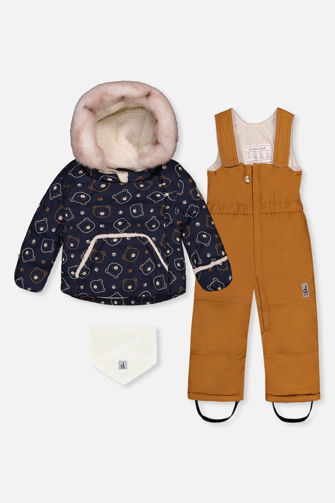 Deux par Deux baby two-piece snowsuit in Blue Printed Teddy Bears — main product view