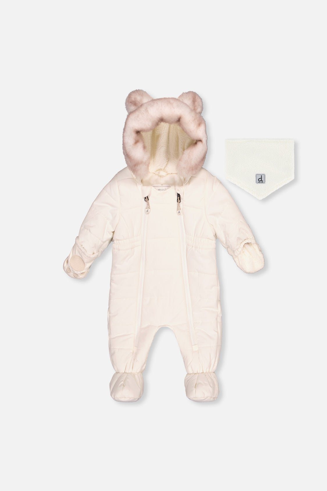 Deux par Deux unisex baby Off White car seat snowsuit -30°C sizes 3M-18M