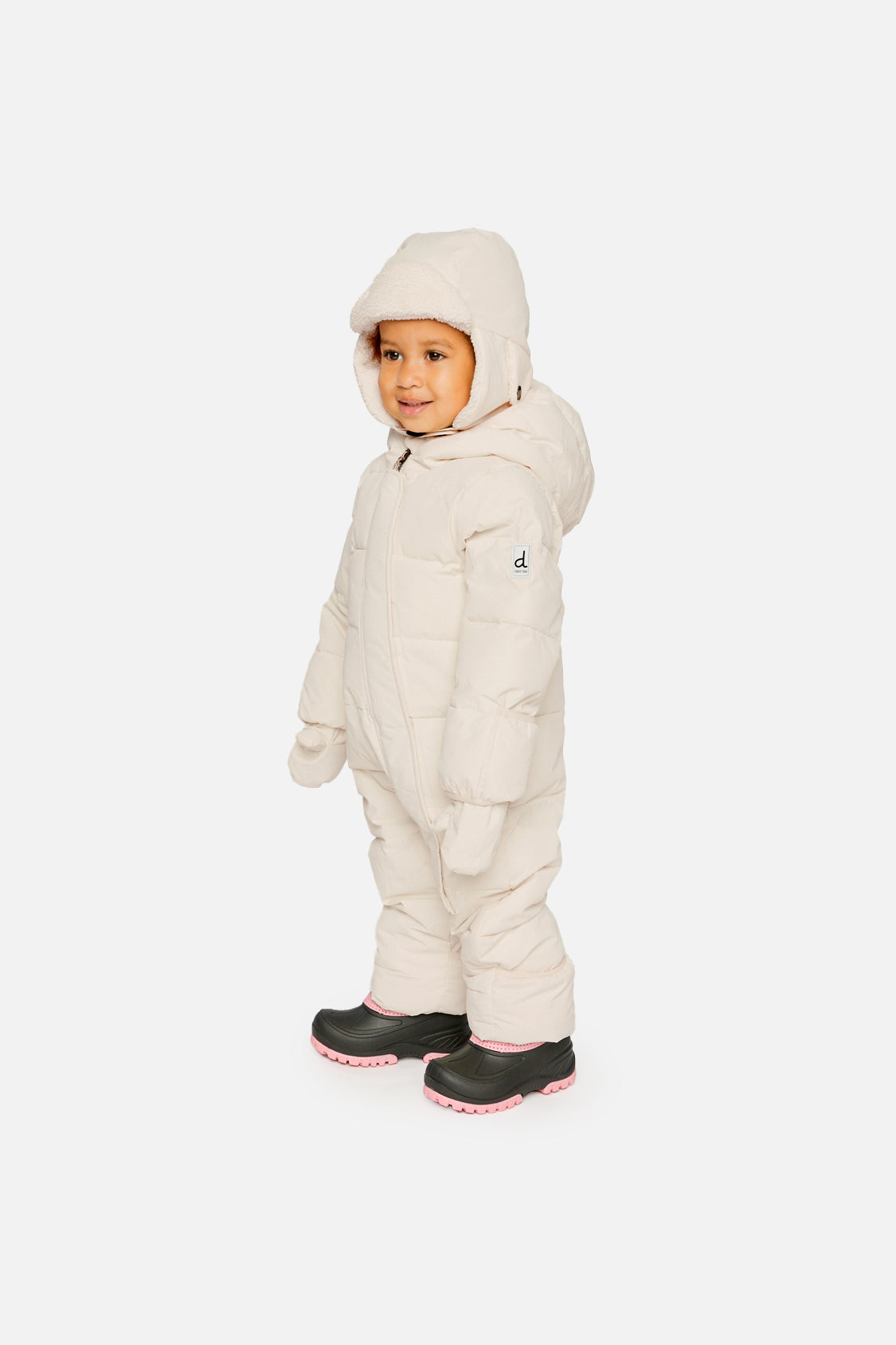 Deux par Deux off-white Baby Cloud snowsuit lifestyle view for baby