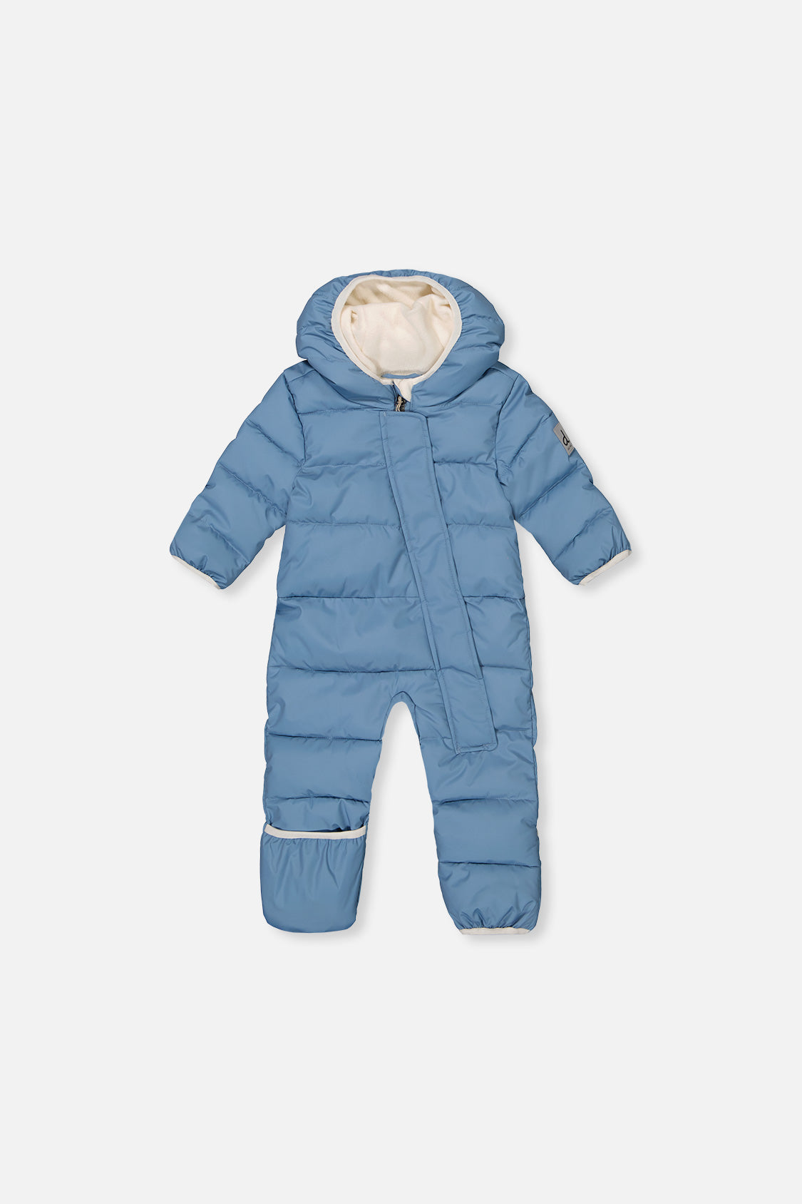 Deux par Deux Baby Cloud blue-grey car seat snowsuit front view