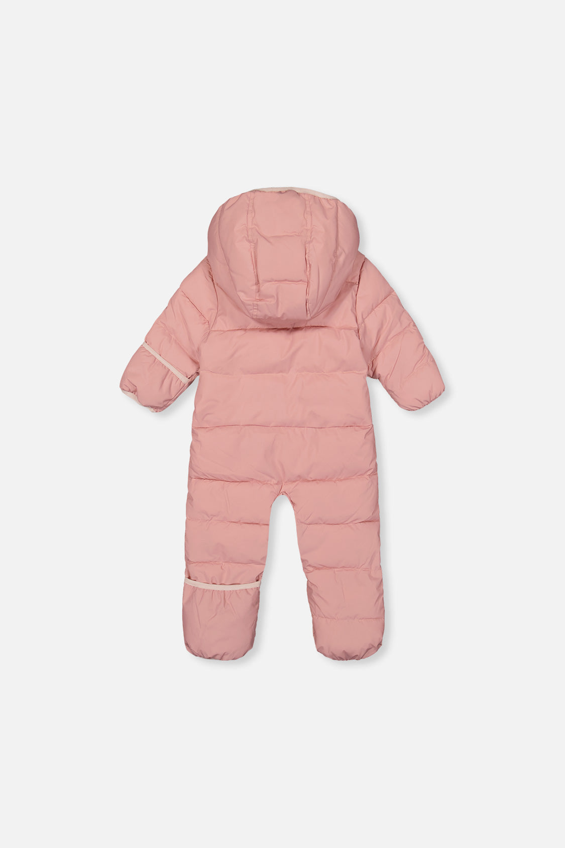 Deux par Deux Pale Dusty Pink Baby Cloud snowsuit with fold-over mittens and footies