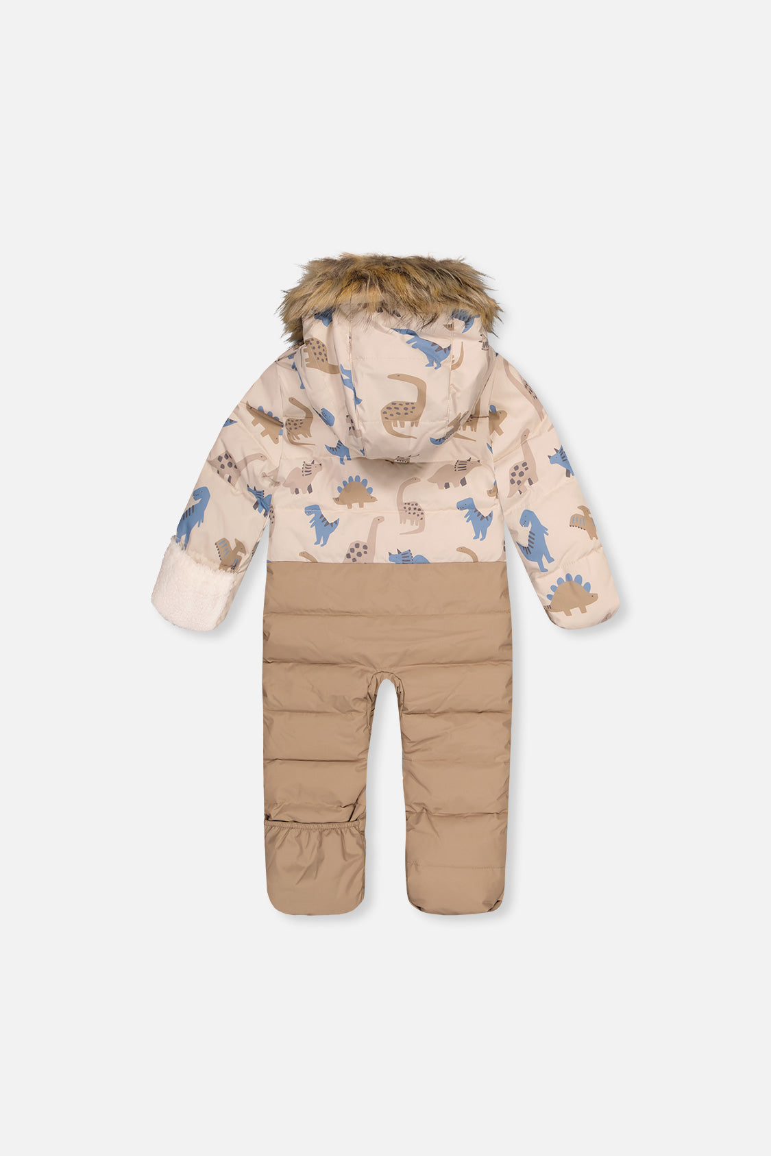 Deux par Deux Baby Snug Blue Dinosaur one-piece snowsuit alternate product view