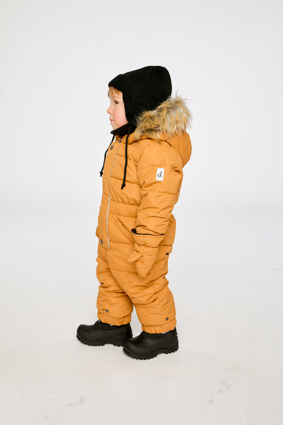Deux par Deux Brown Sugar baby snowsuit with removable fleece-lined mittens and booties