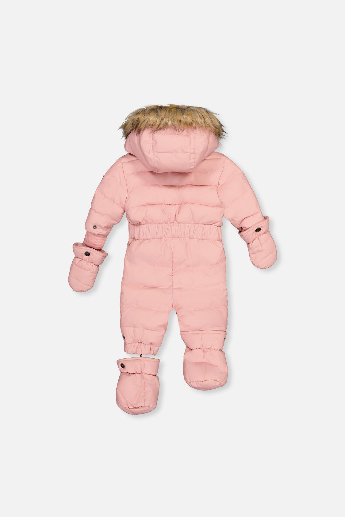 Deux par Deux baby girl ORIGINAL puffy snowsuit winter detail in Pale Dusty Pink