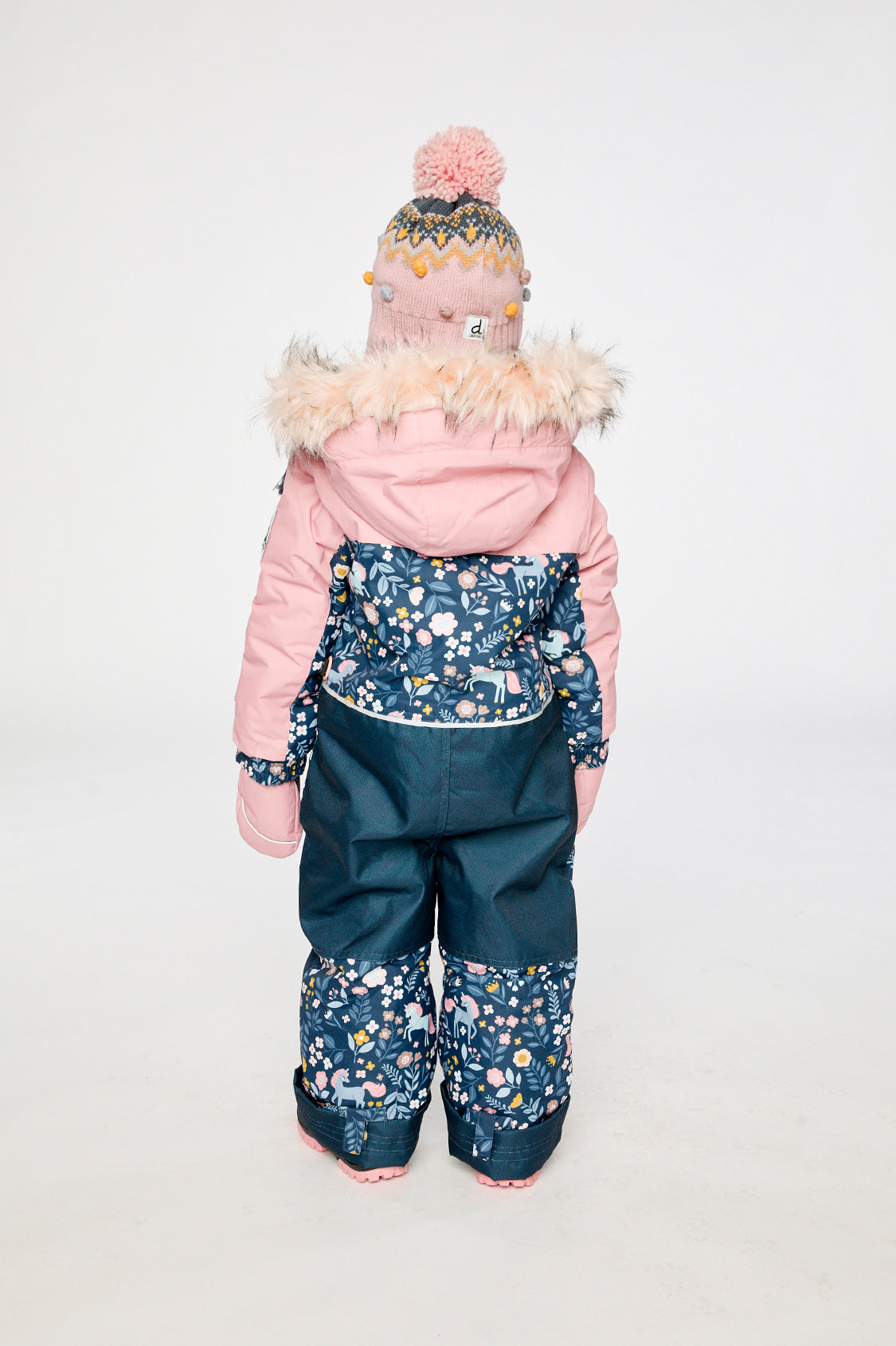 Deux par Deux Kids One Piece Discover Snowsuit Blue And Pink Unicorn Print