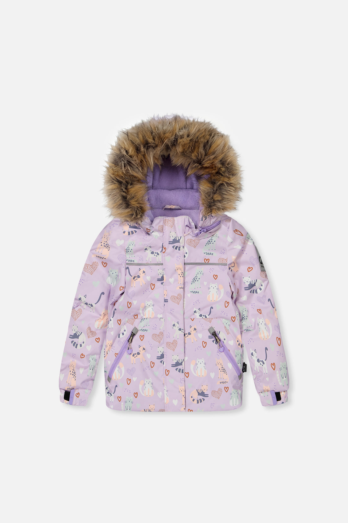 Deux par Deux DISCOVER two-piece snowsuit in Purple Printed Cats — alternate product view
