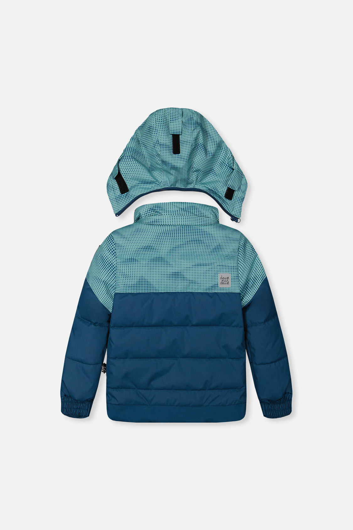 Deux par Deux greyish blue PLAY snowsuit jacket back view
