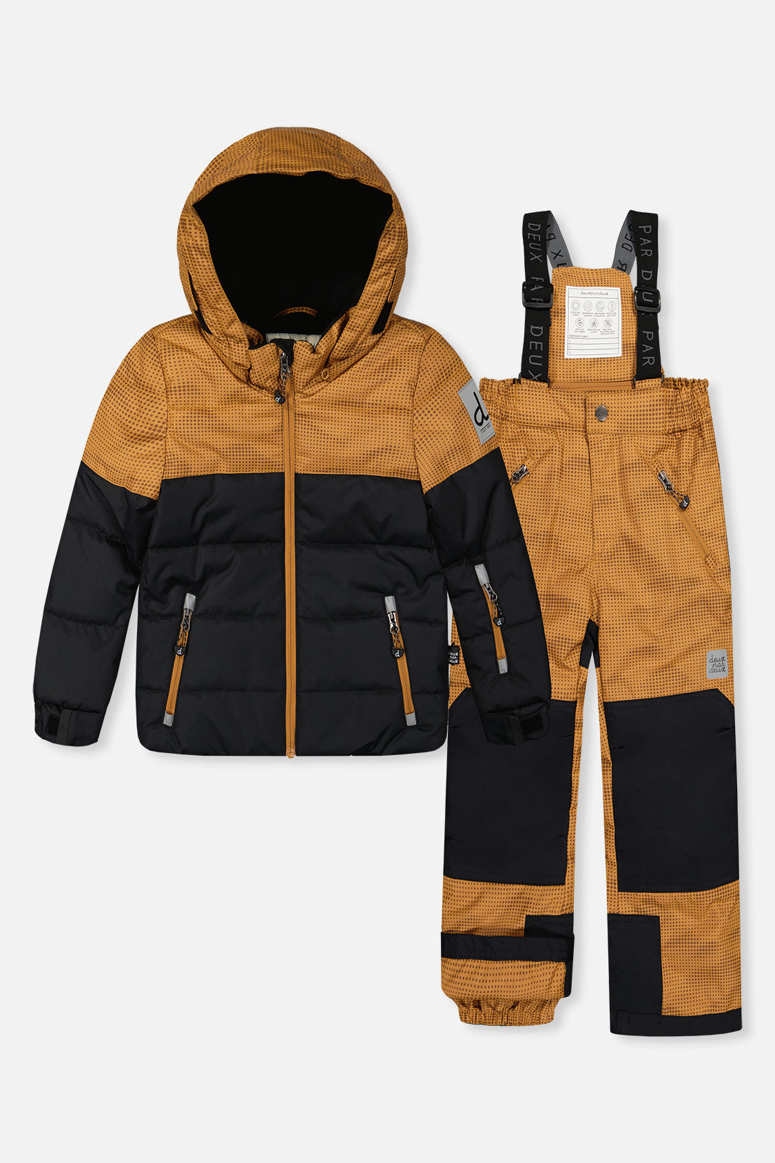 Deux par Deux boys PLAY brown and black two piece snowsuit with brown pants