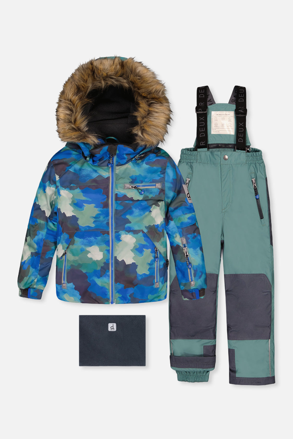 Deux par Deux boys PLAY blue camouflage and green two-piece snowsuit -30°C 10K