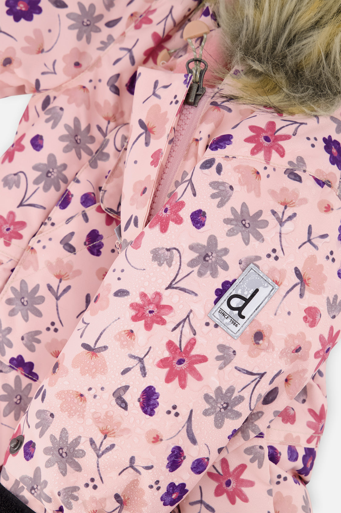 Deux par Deux Baby One Piece Snowsuit Adapted For Car Seats Pink Mini Flower Print